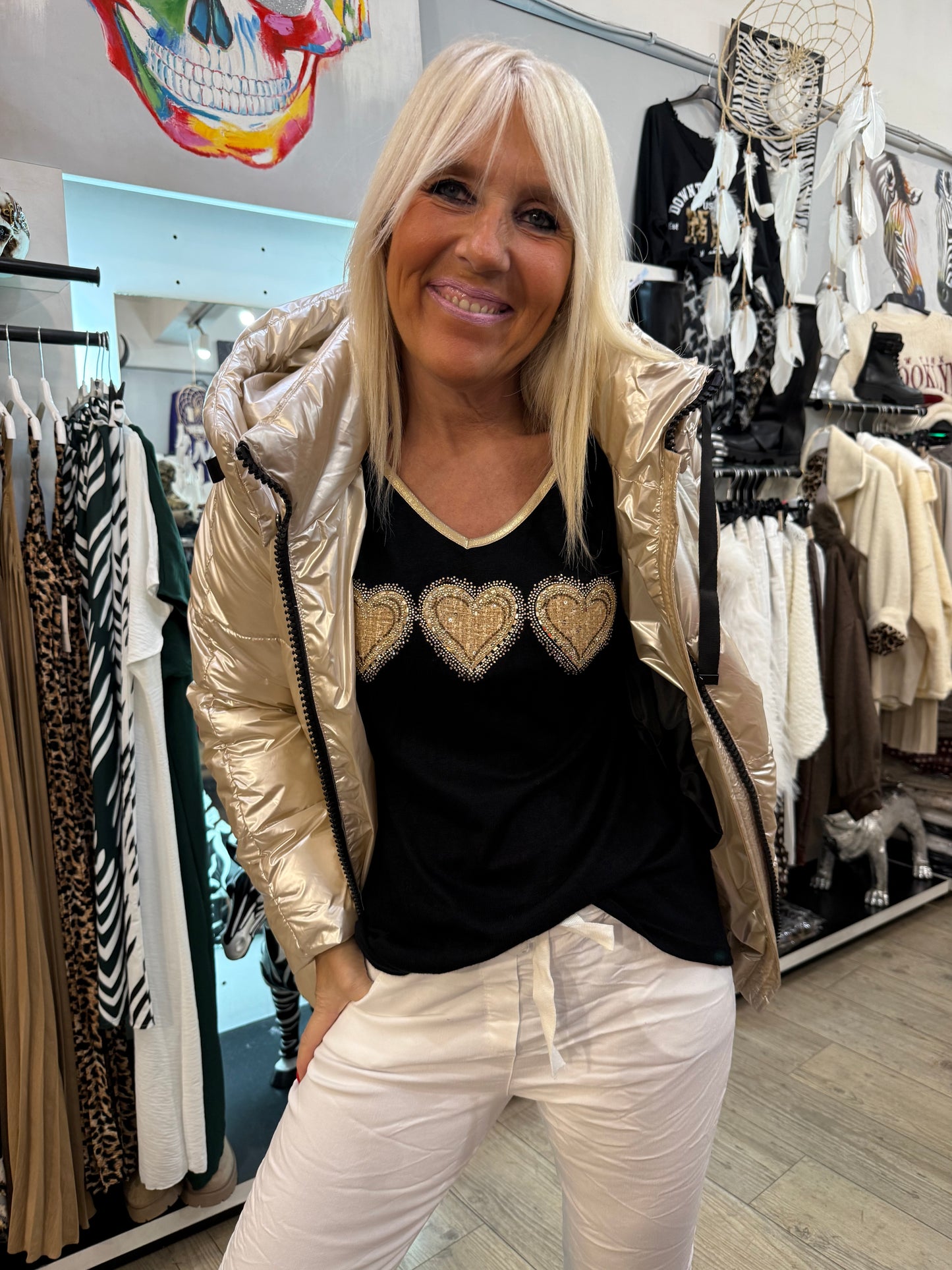 Pull gold heart noir