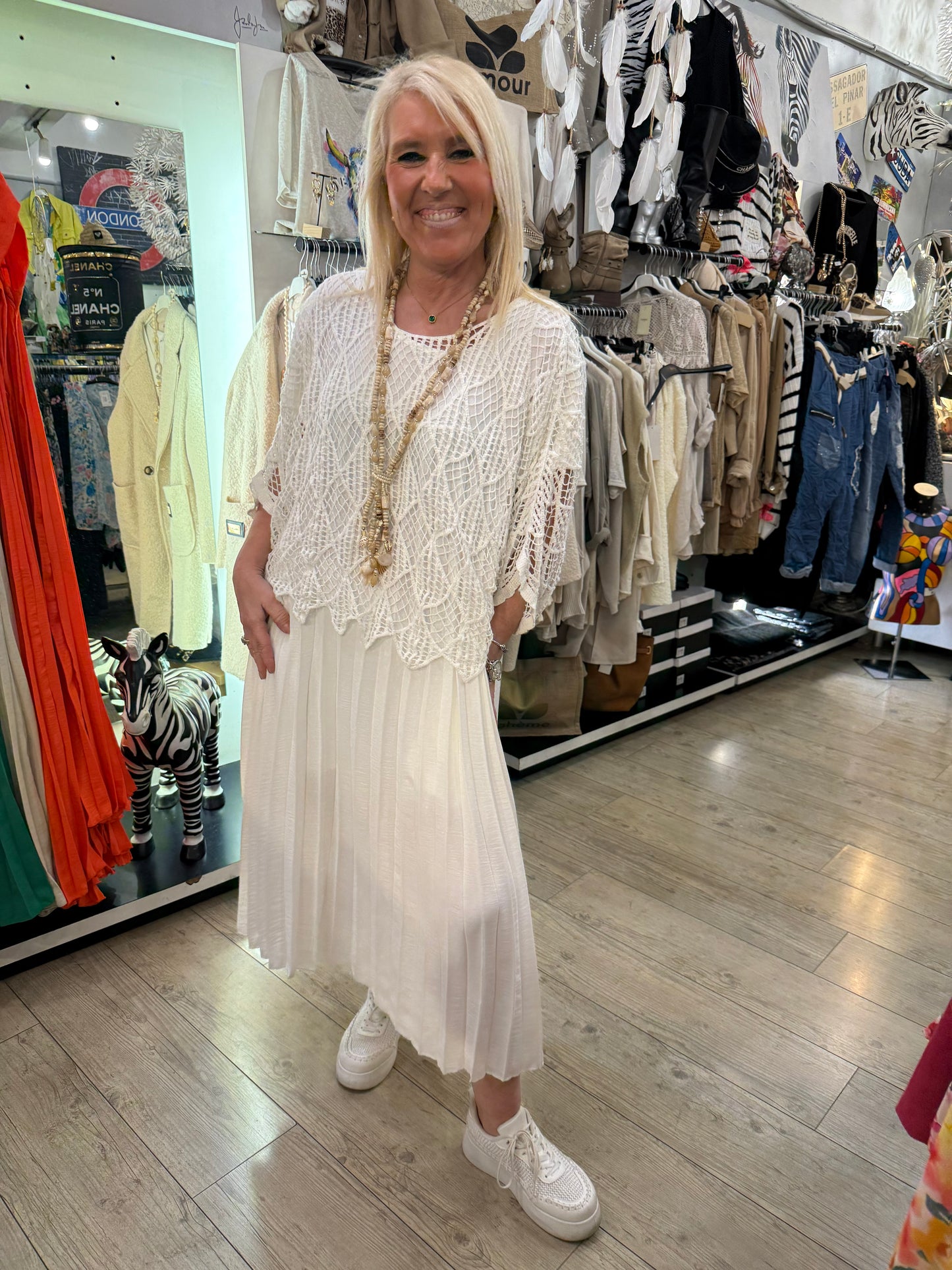 Pull macramé blanc
