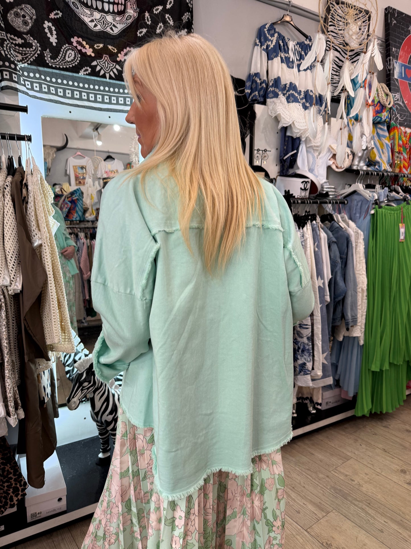 Veste jean vert d eau