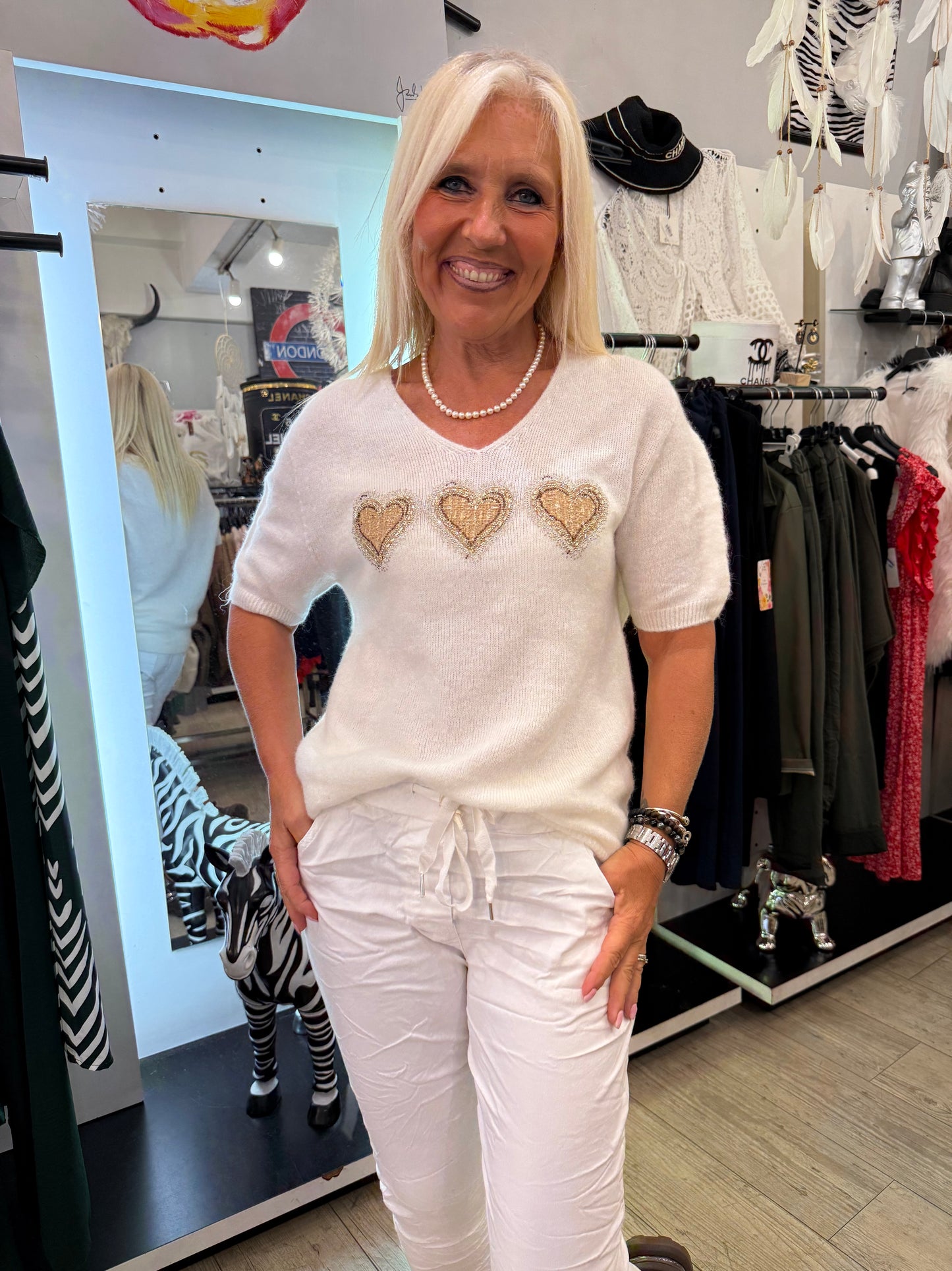 Pull cœur blanc