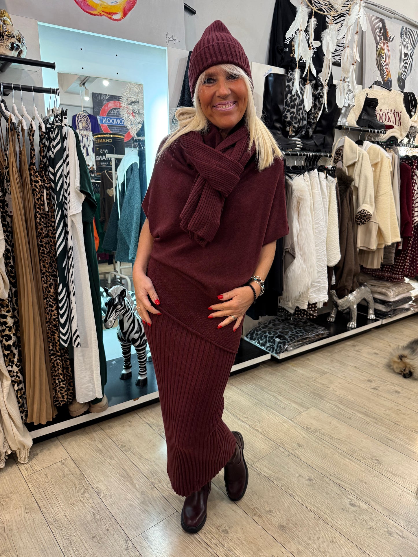 Pull magnolia bordeaux