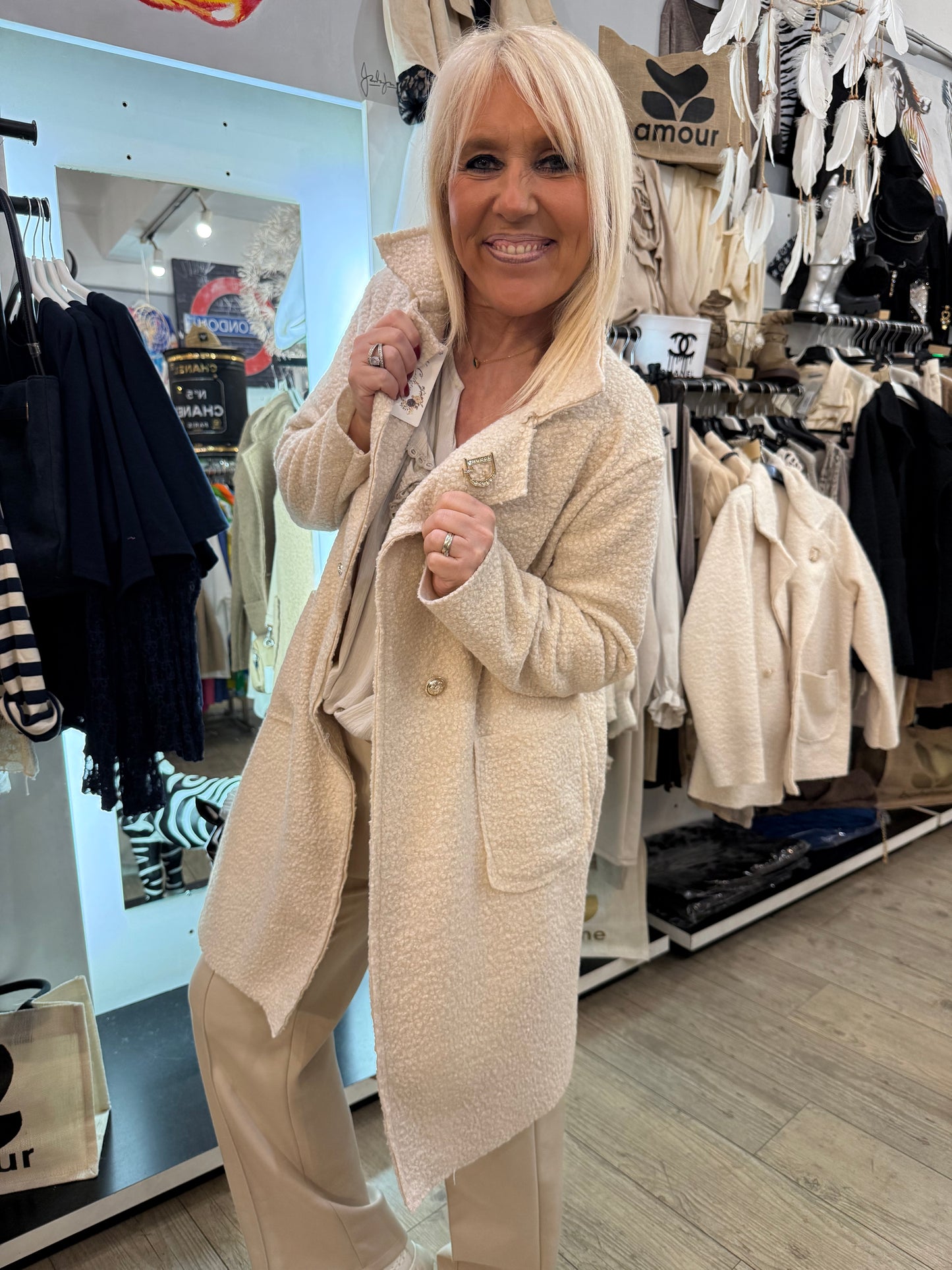 Manteau bouclette beige