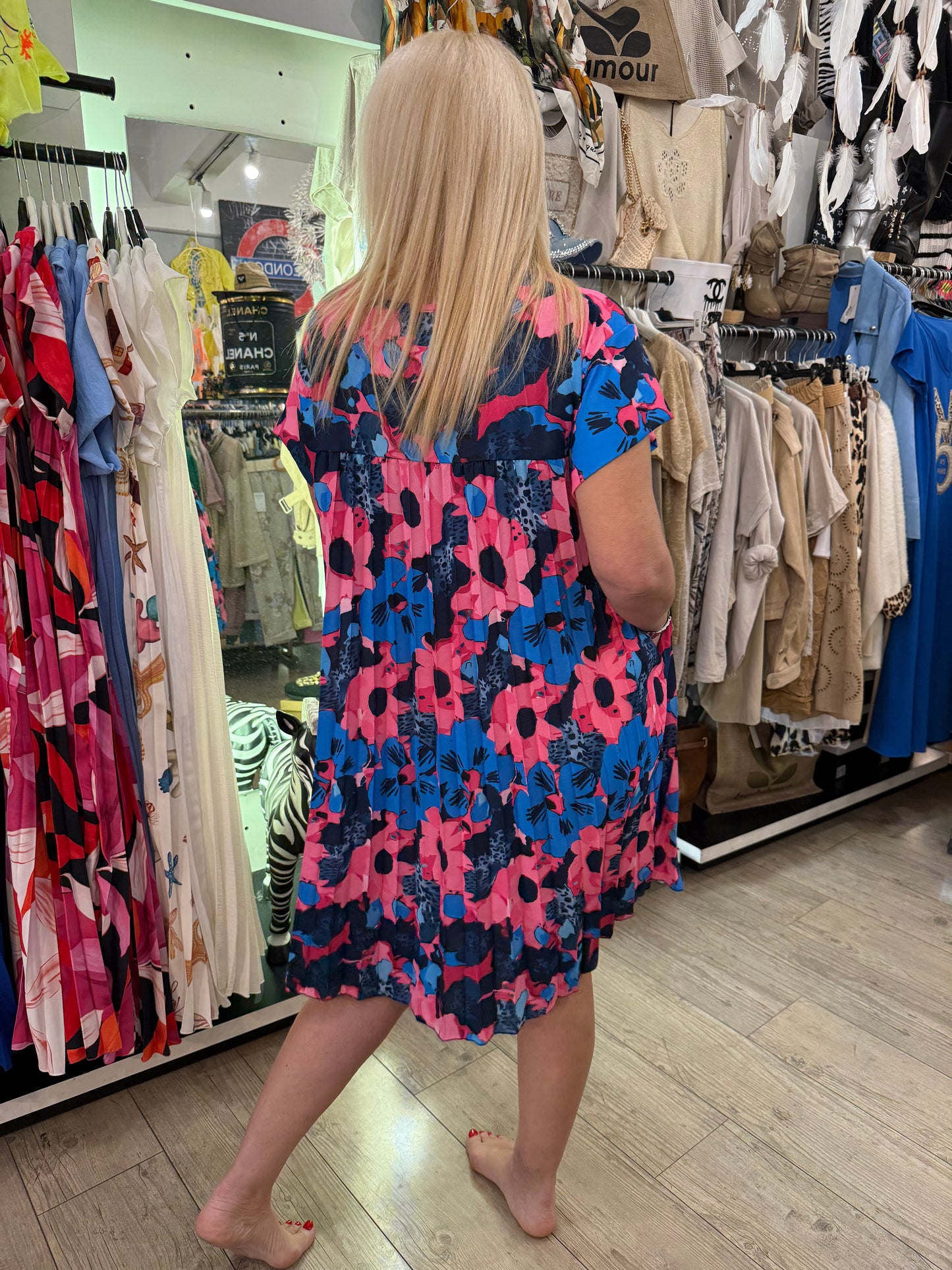 Robe Marylène bleue et rose