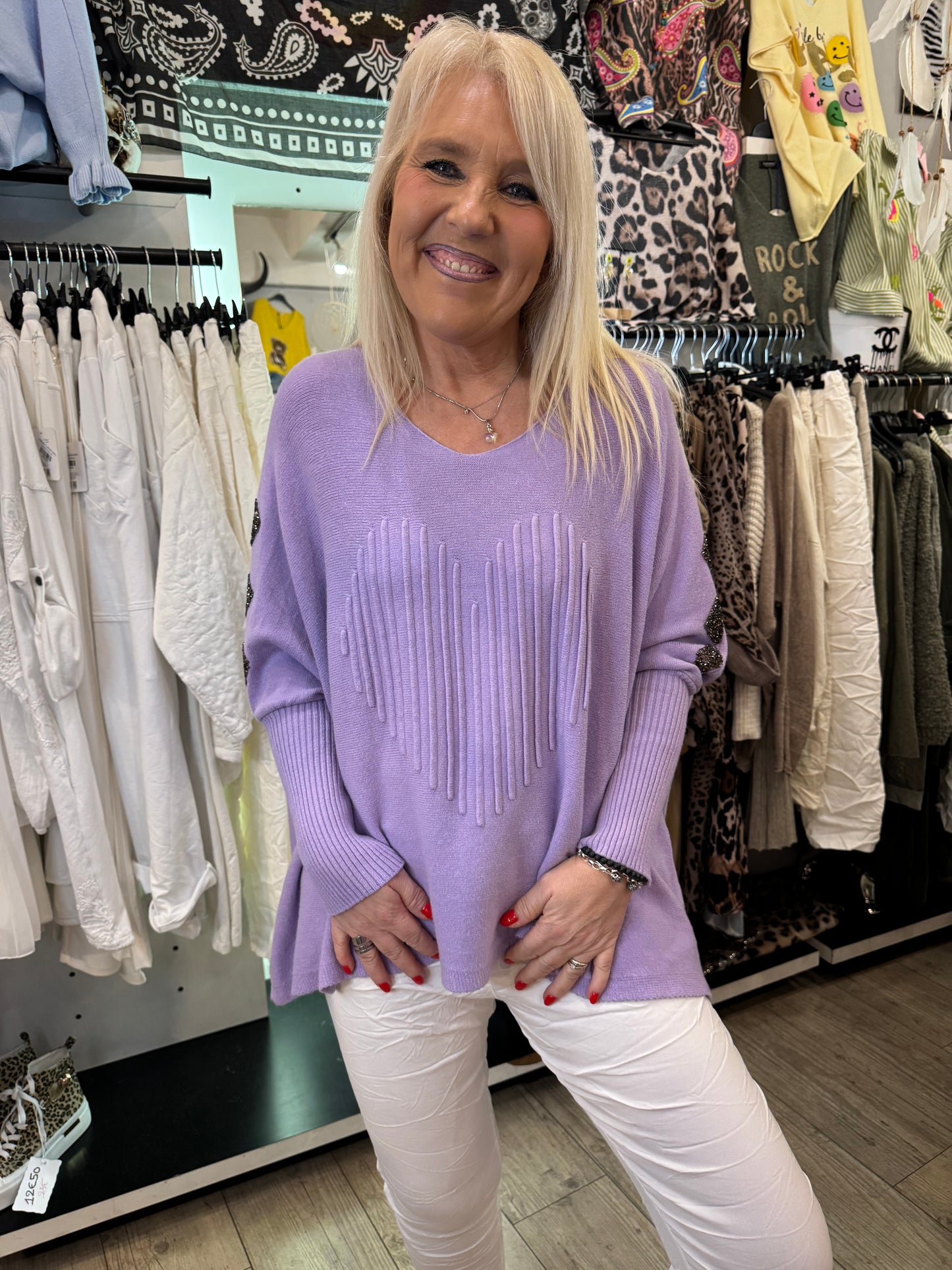 Pull cœur violet