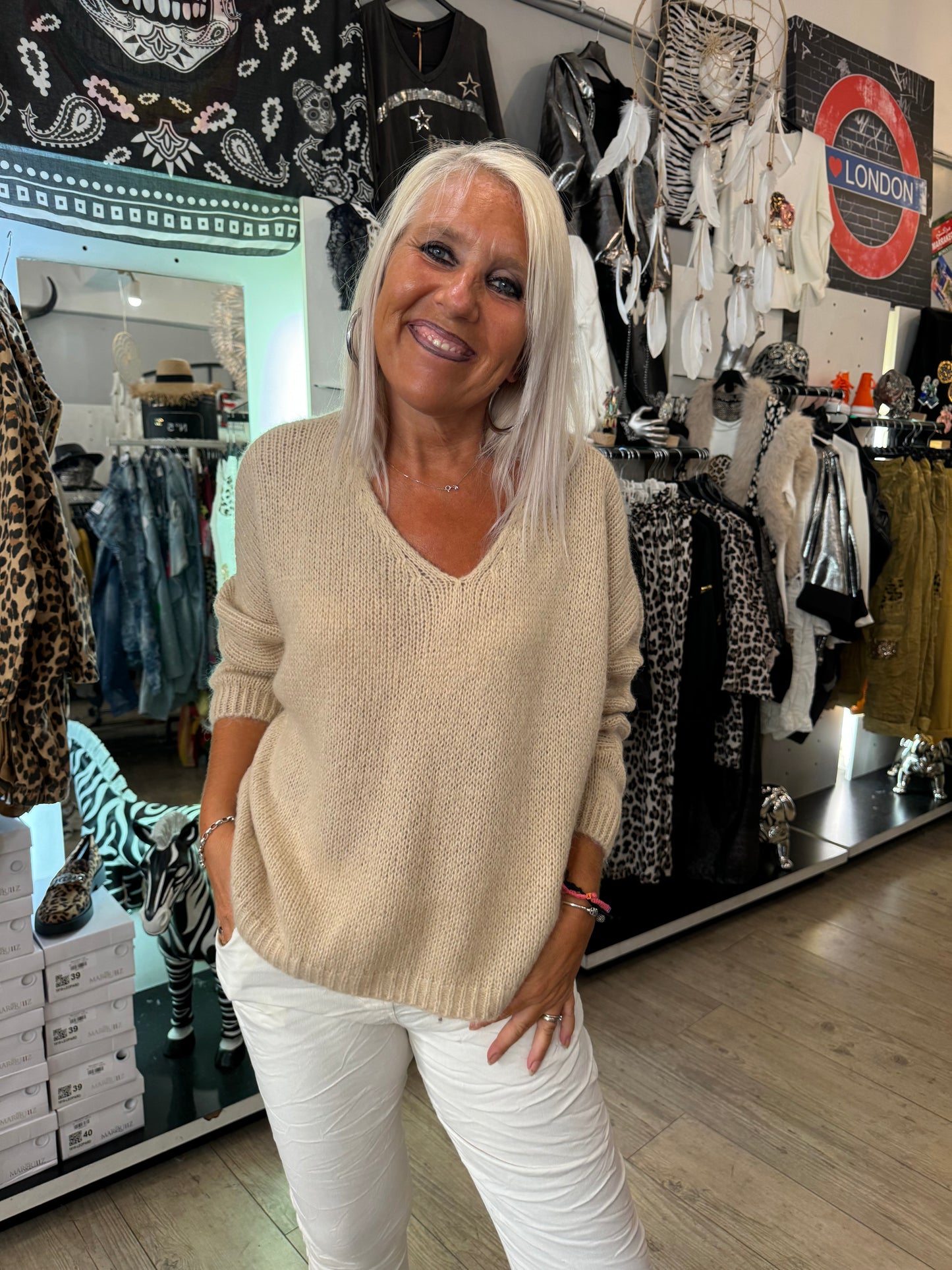 Pull chouchou beige