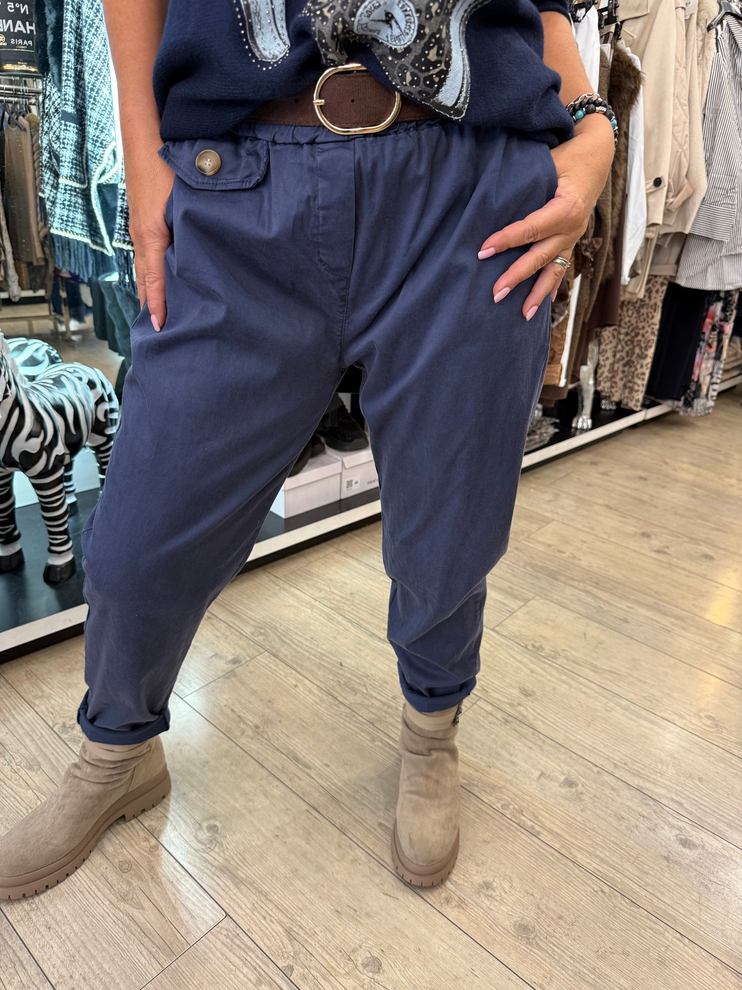 Pantalon marine ceinture