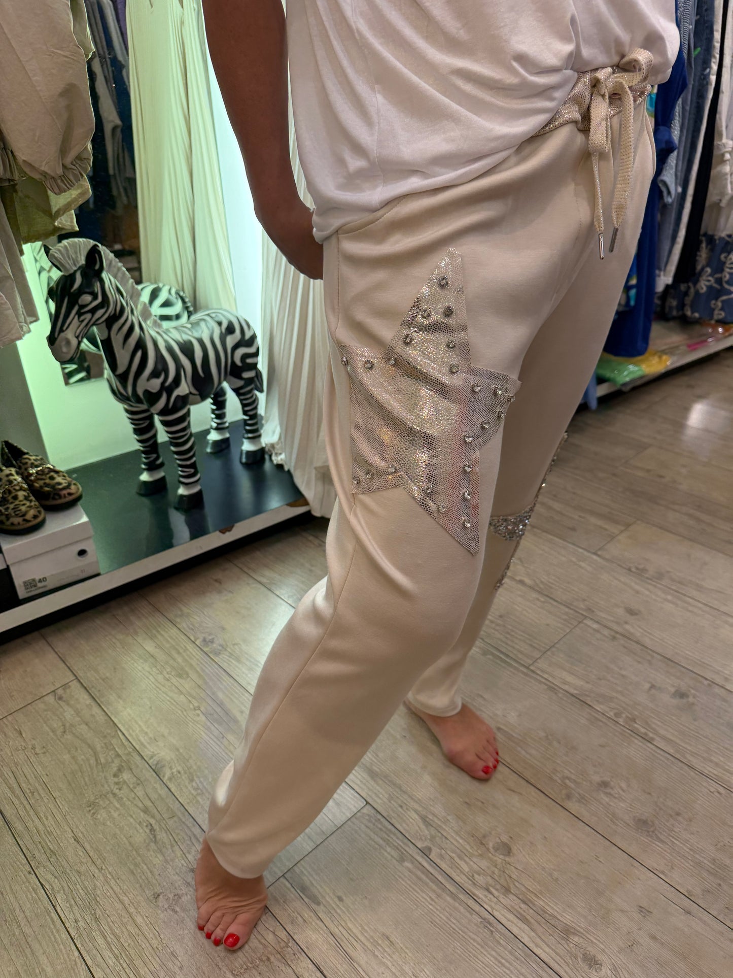 Pantalon étoile jambe or