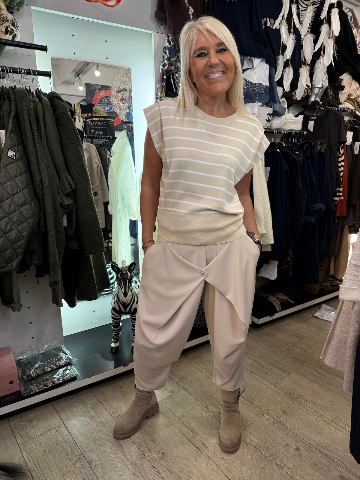 Pantalon fluide beige