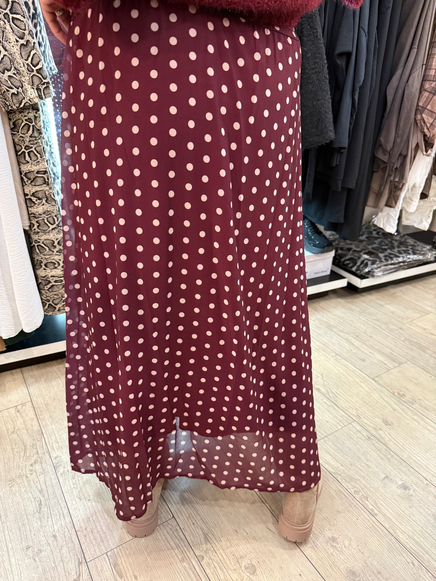 Jupe Noéline soie bordeaux