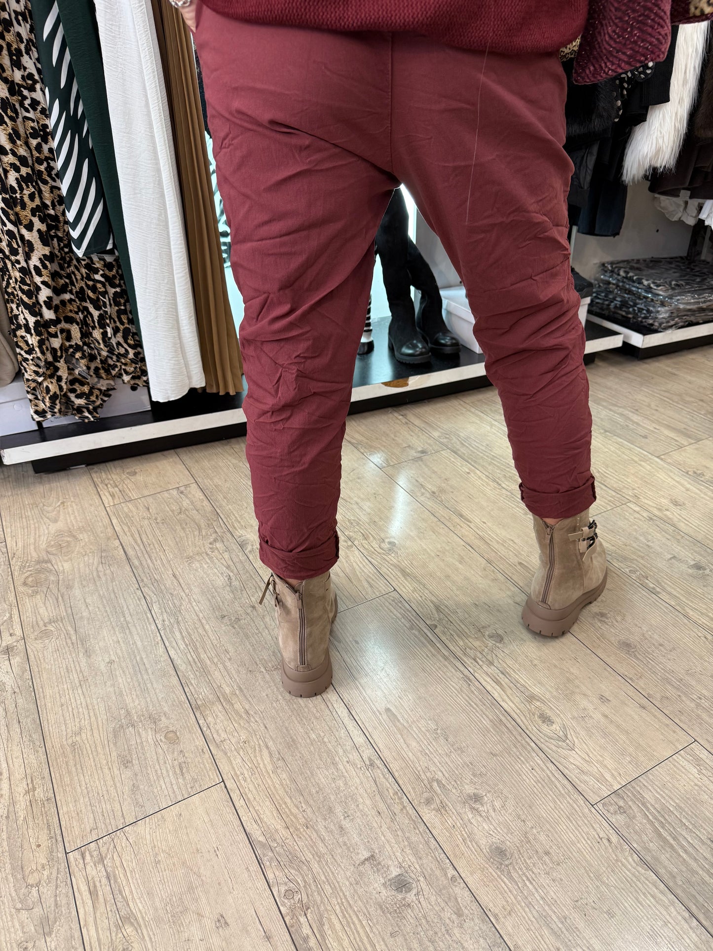 Pantalon gde taille bordeaux