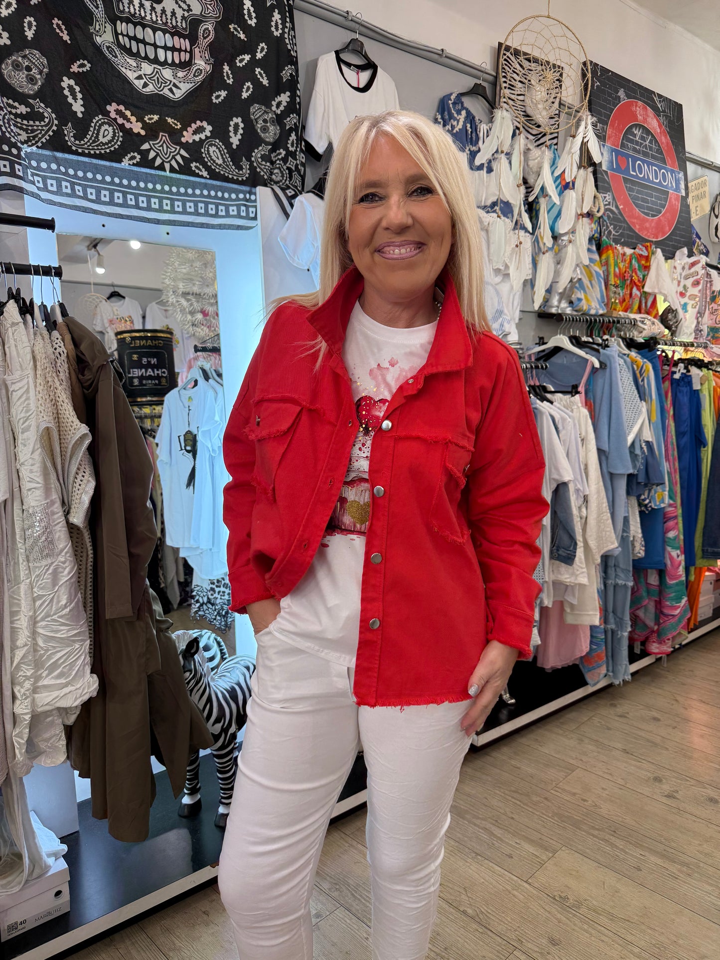 Veste jean rouge