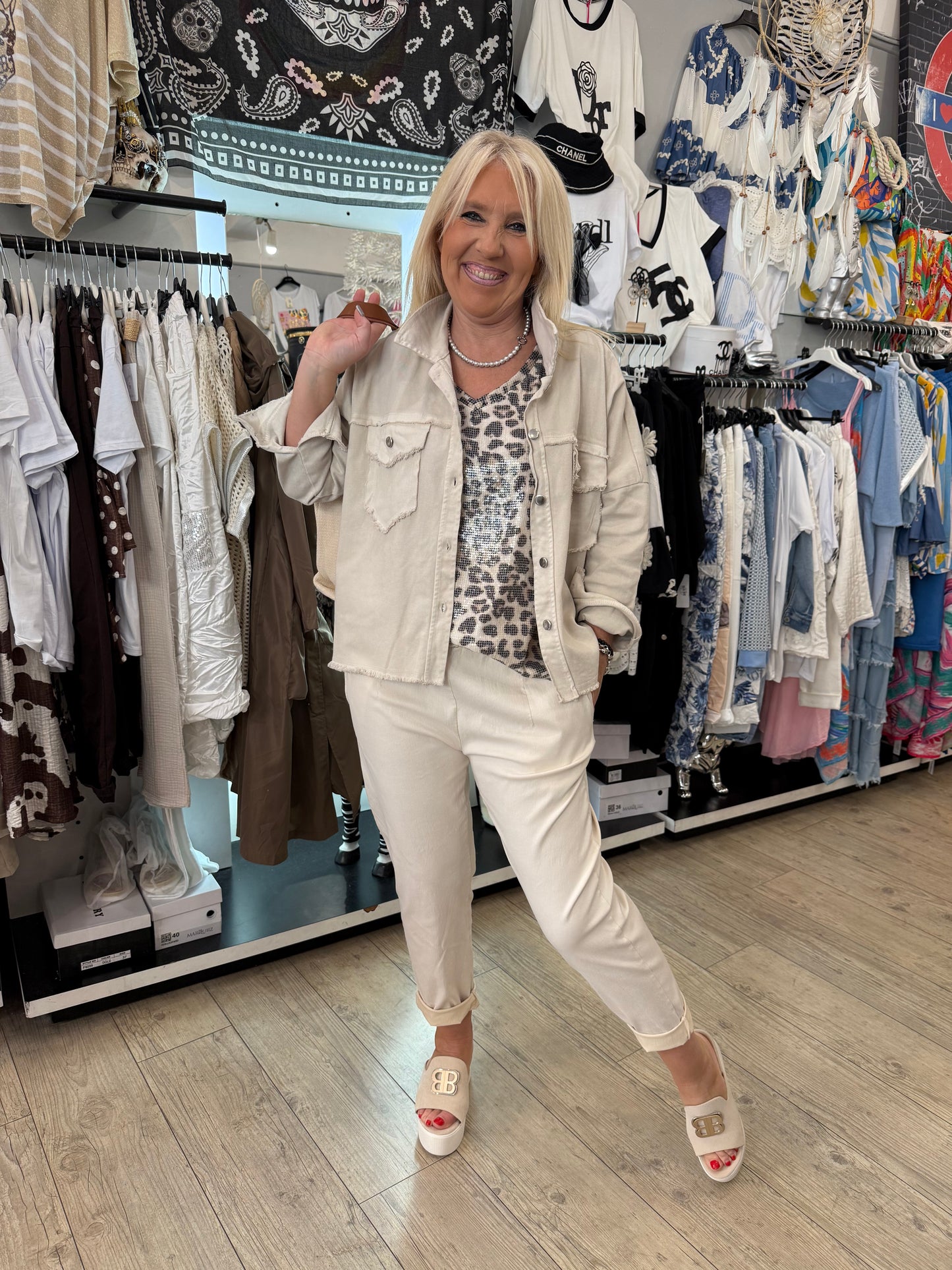 Veste jean beige