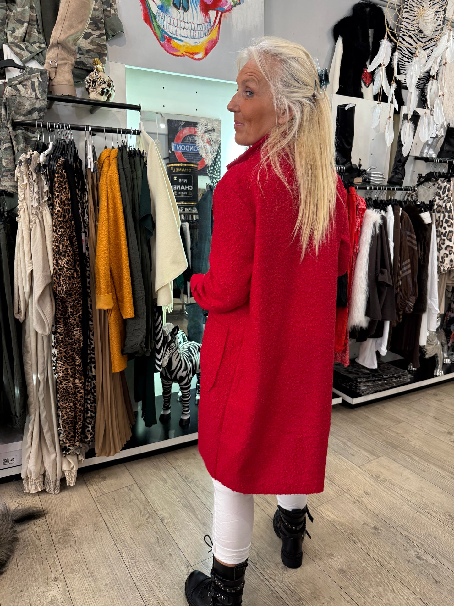 Manteau bouclette rouge