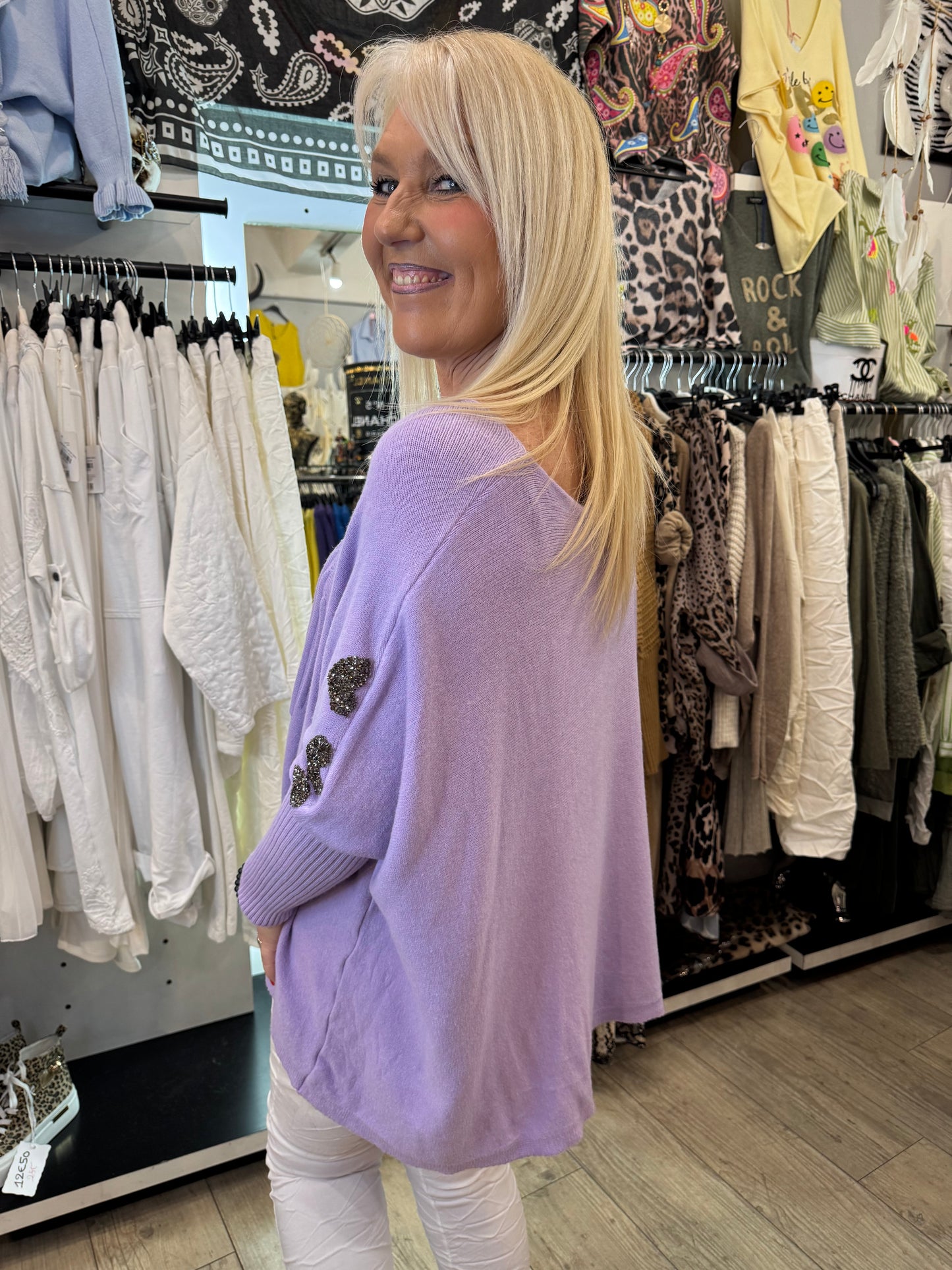 Pull cœur violet
