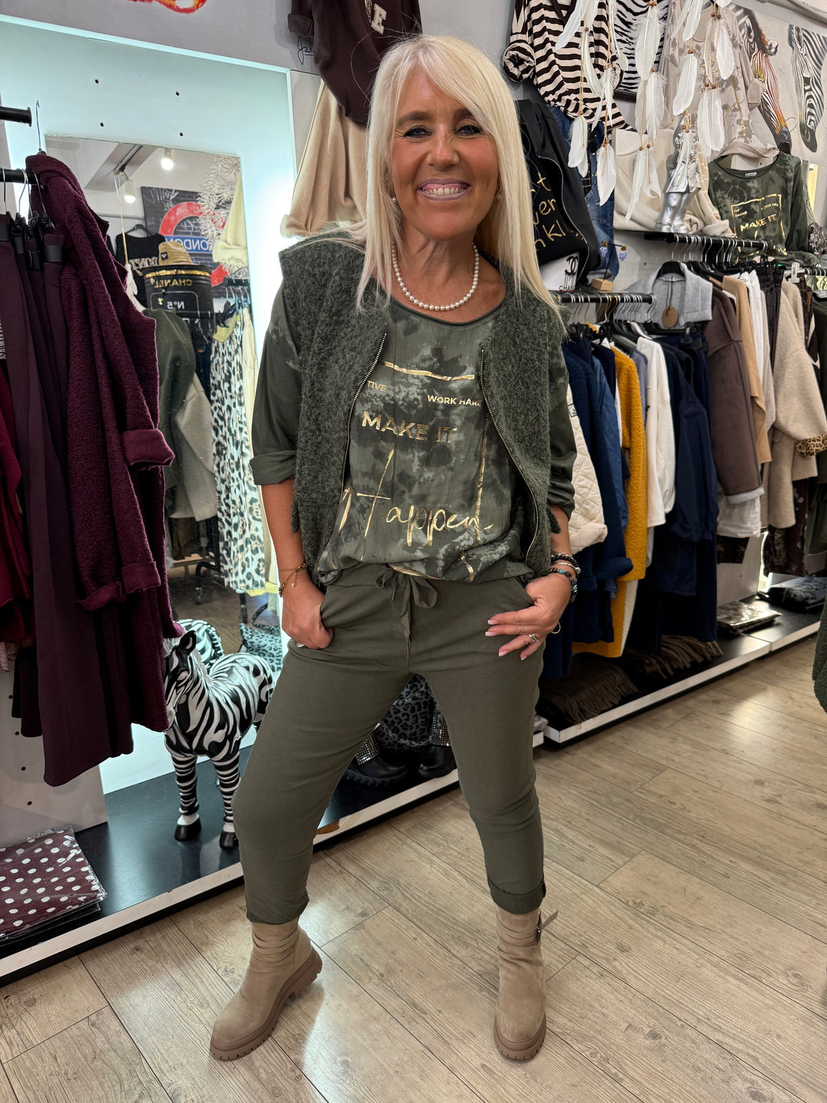 Gilet kaki zippé
