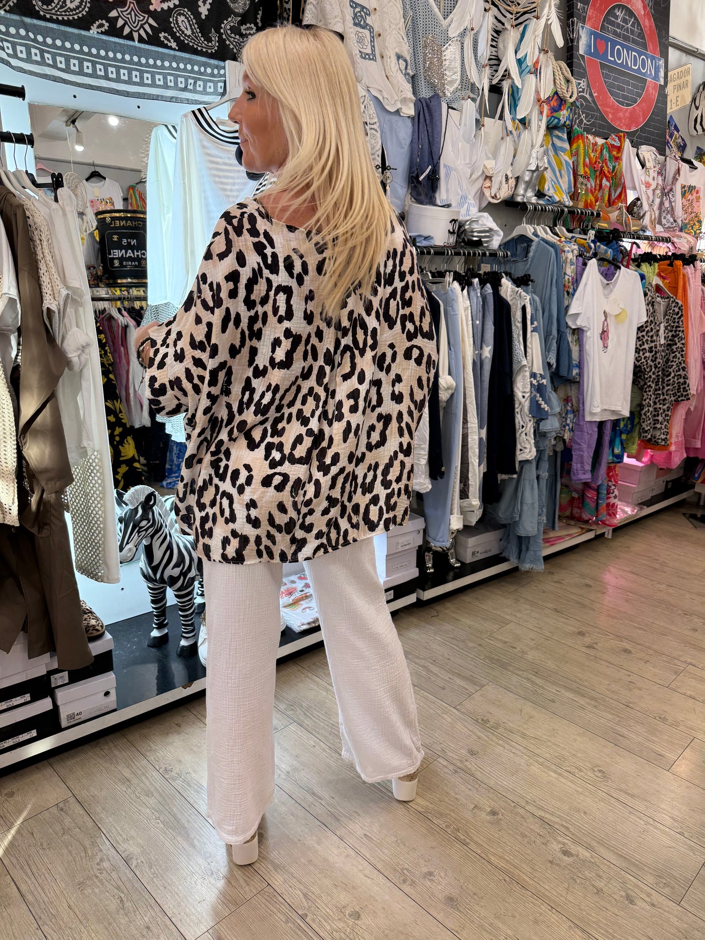 Pantalon gaz de coton blanc