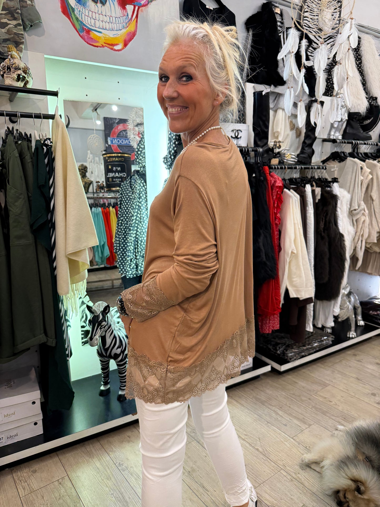 Top dentelle gde taille camel