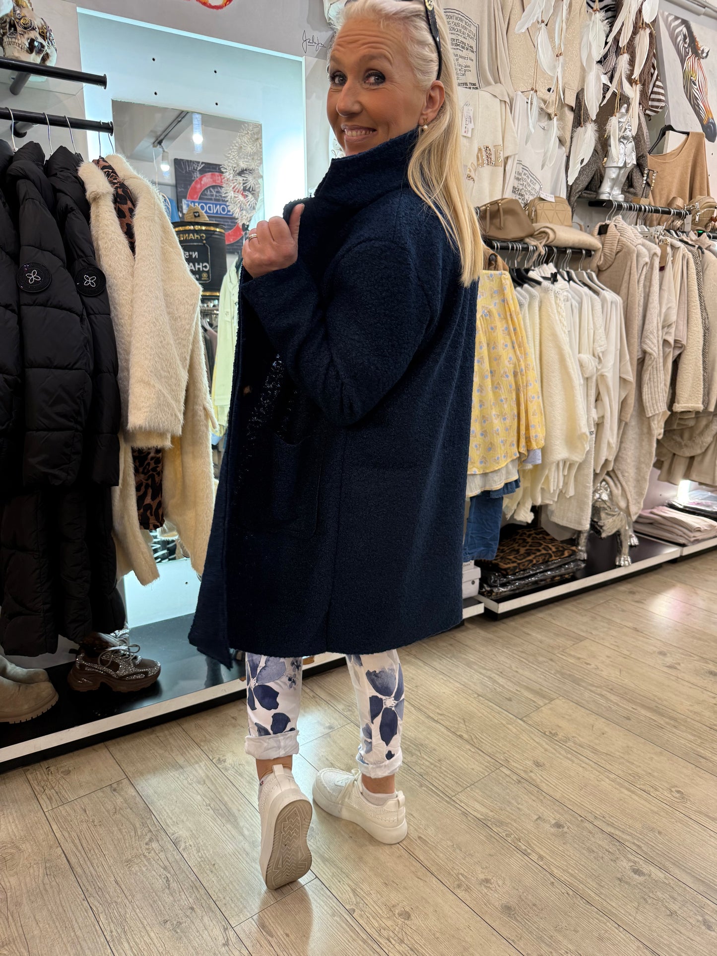 Manteau bouclette navy