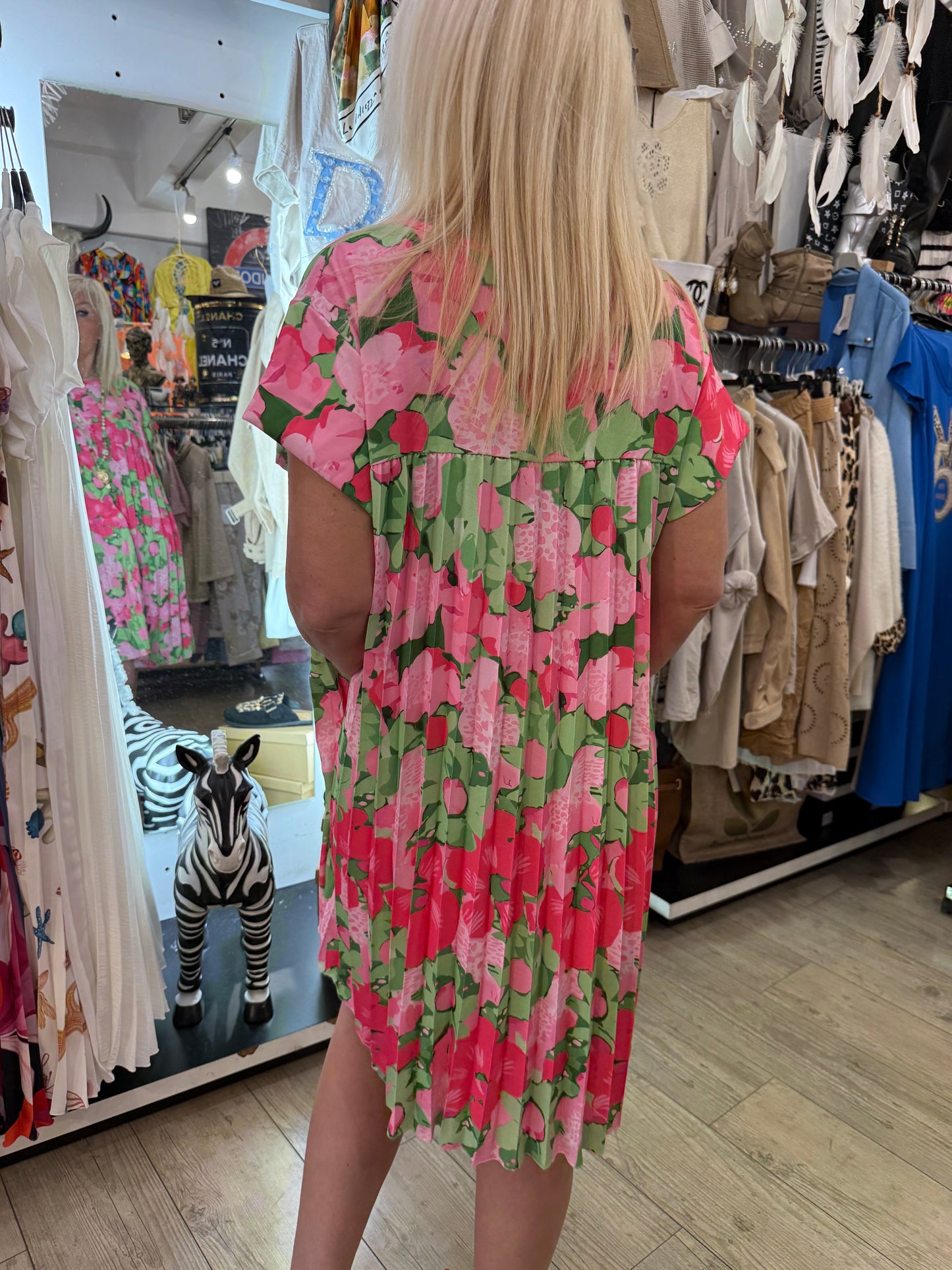 Robe Marylène rose et verte