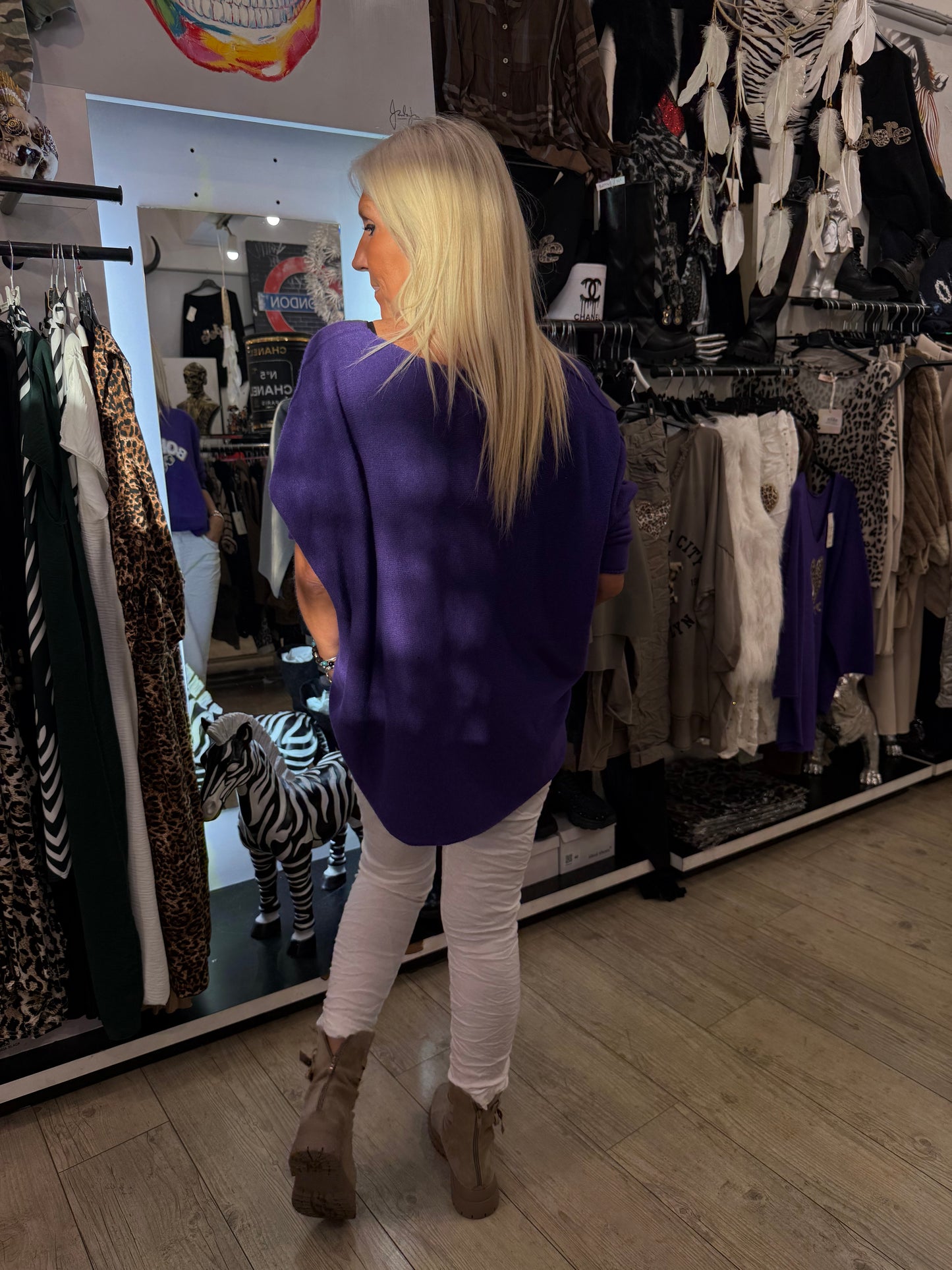Pull bohème violet