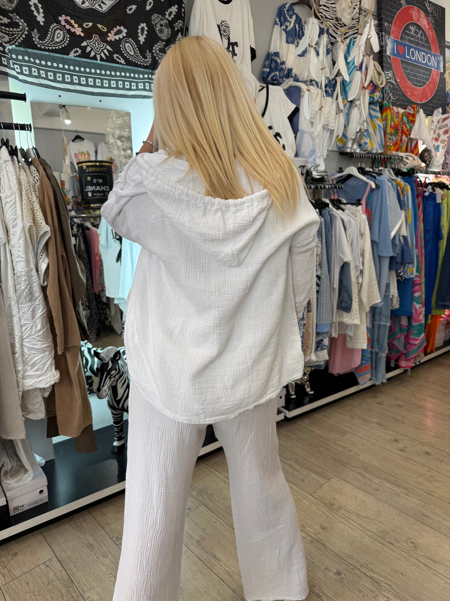 Veste blanche gaz de coton