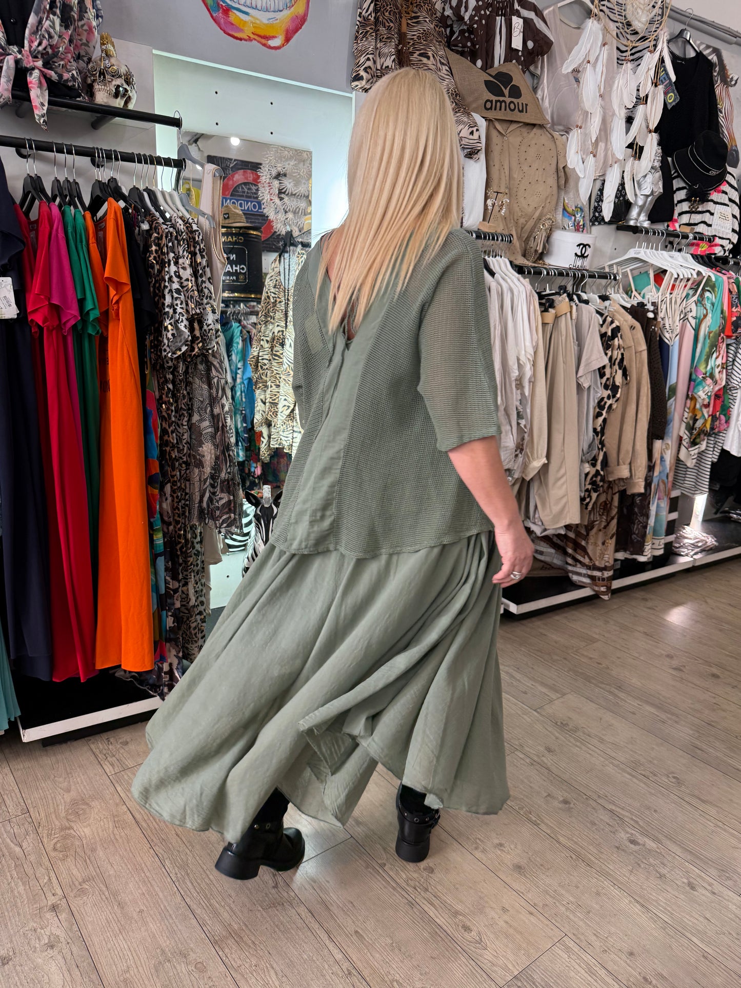 Robe églantine kaki +filet