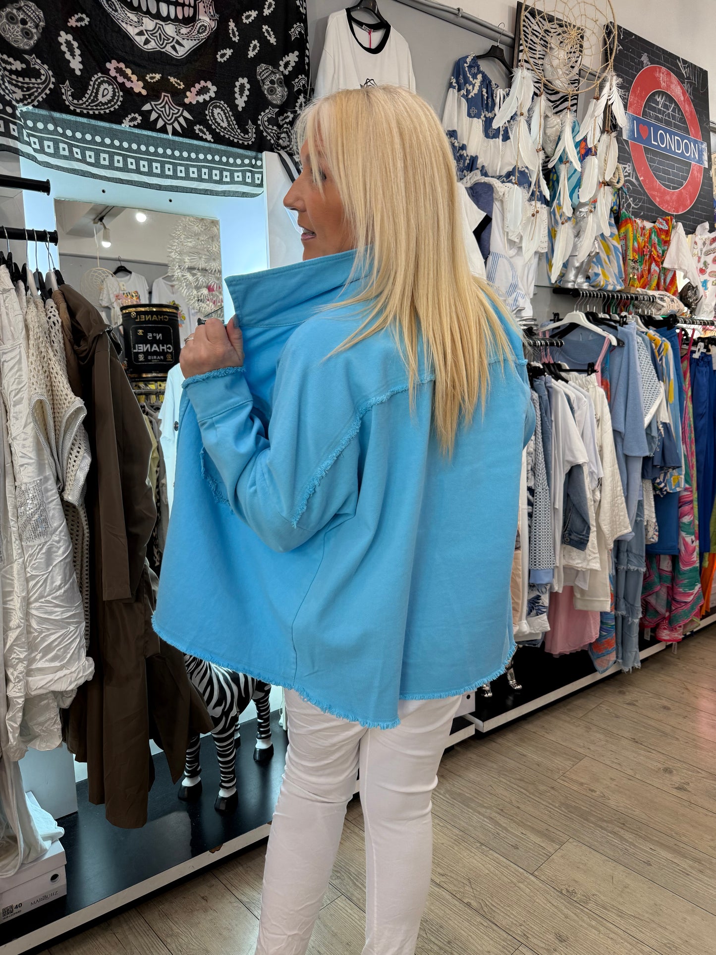 Veste jean turquoise