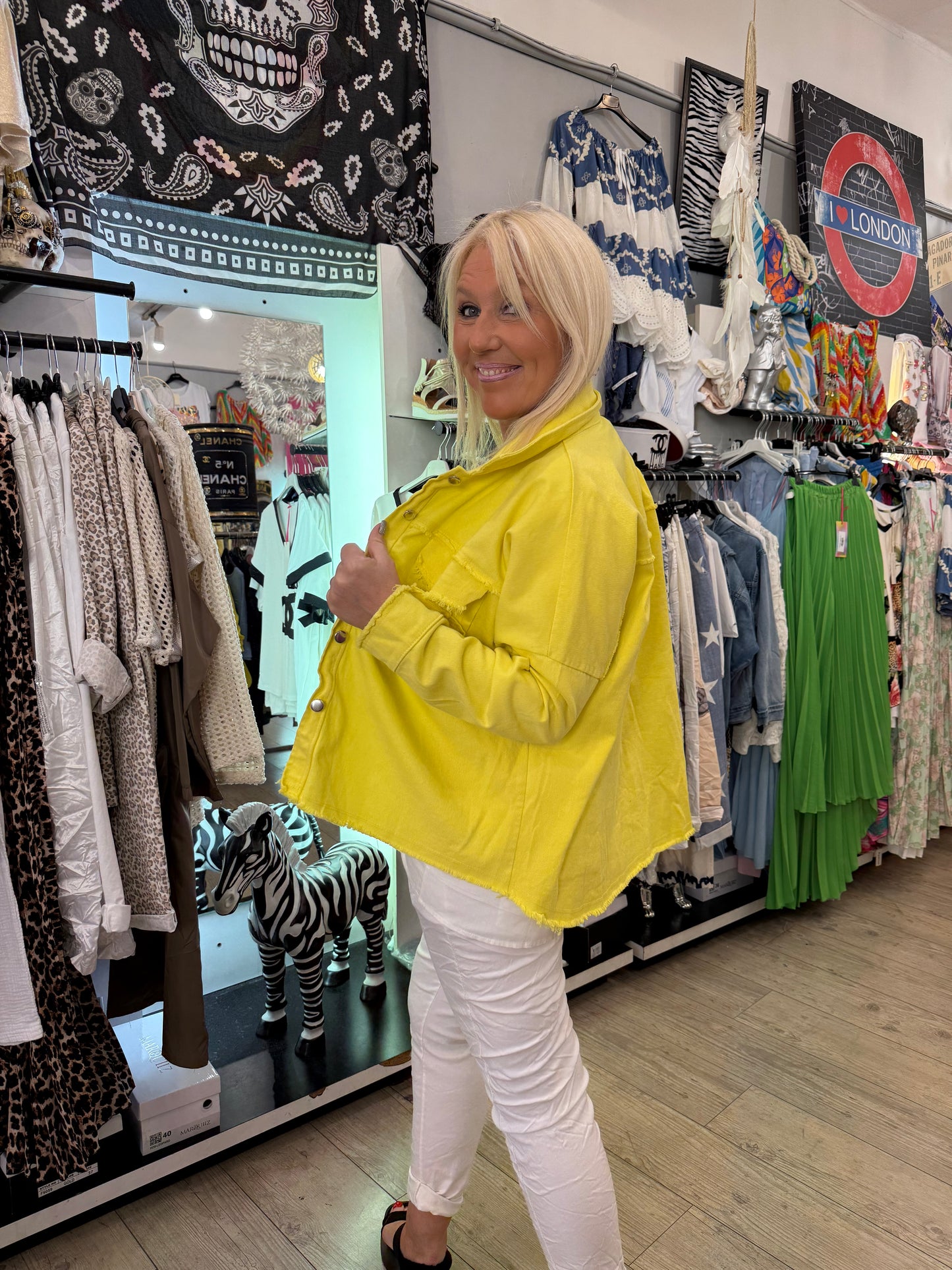 Veste jean jaune