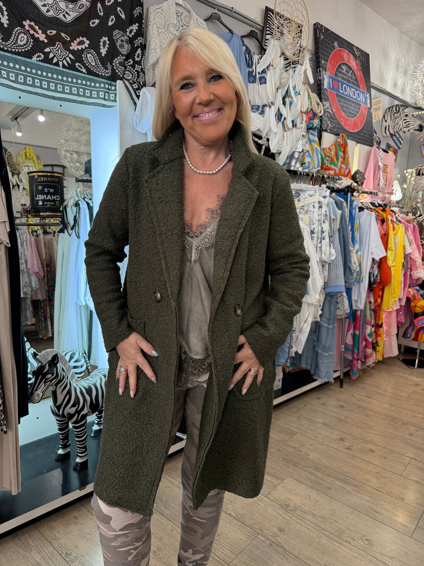 Manteau bouclette kaki