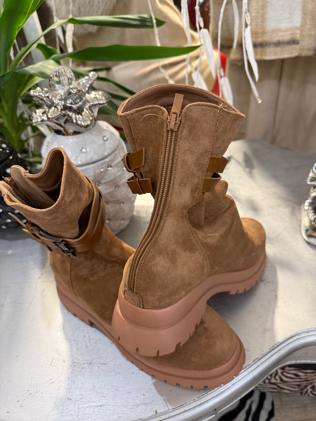 Boots camél zip dos