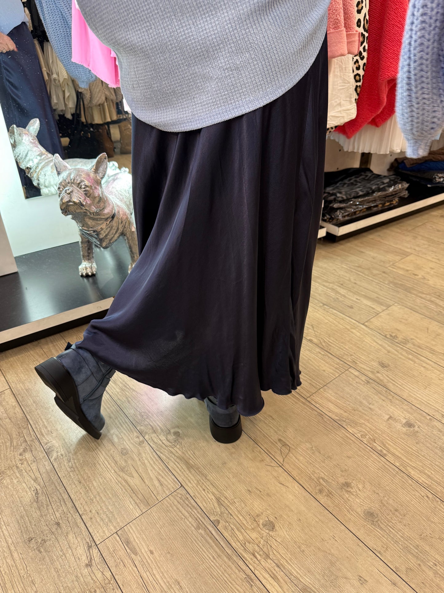 Jupe satinée marine