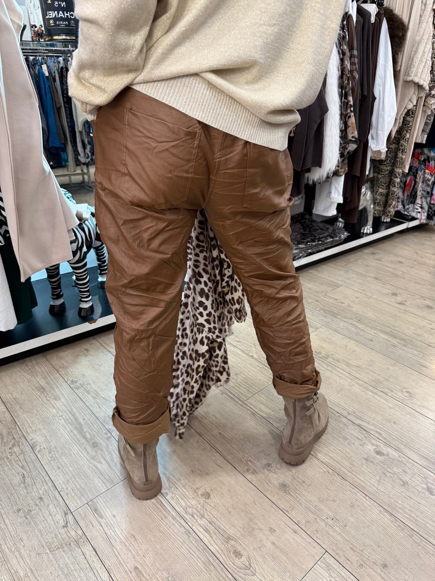 Pantalon simili gde taille camel