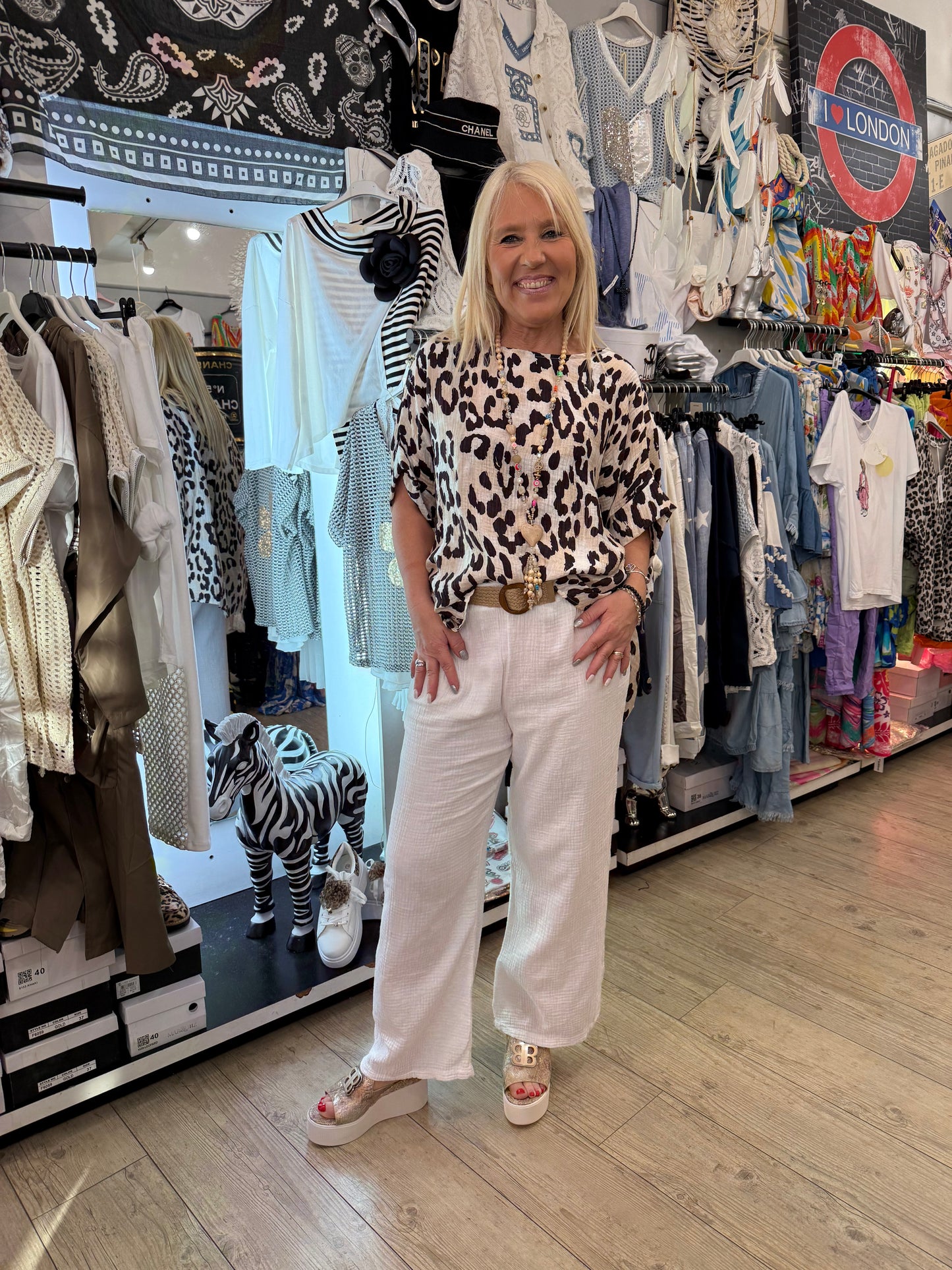 Pantalon gaz de coton blanc