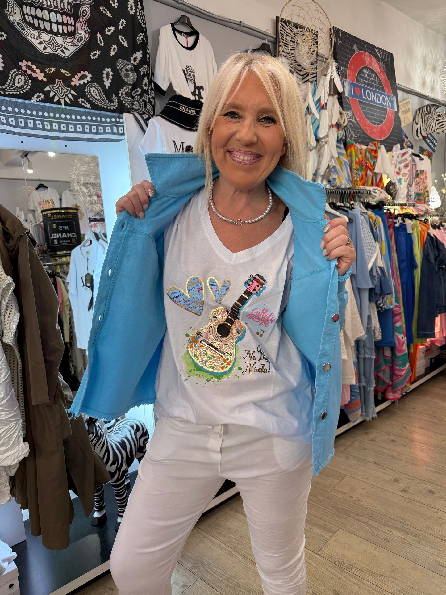 Veste jean turquoise