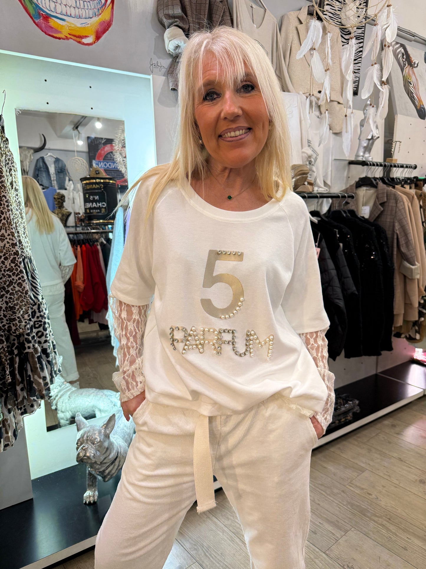 Pantalon velours blanc