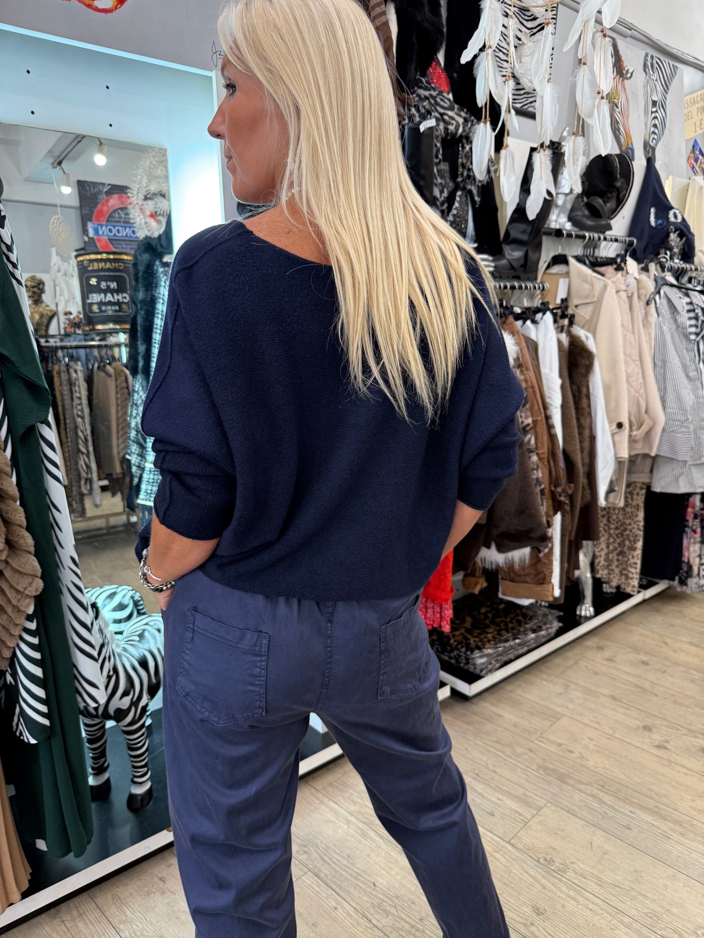 Pantalon marine ceinture