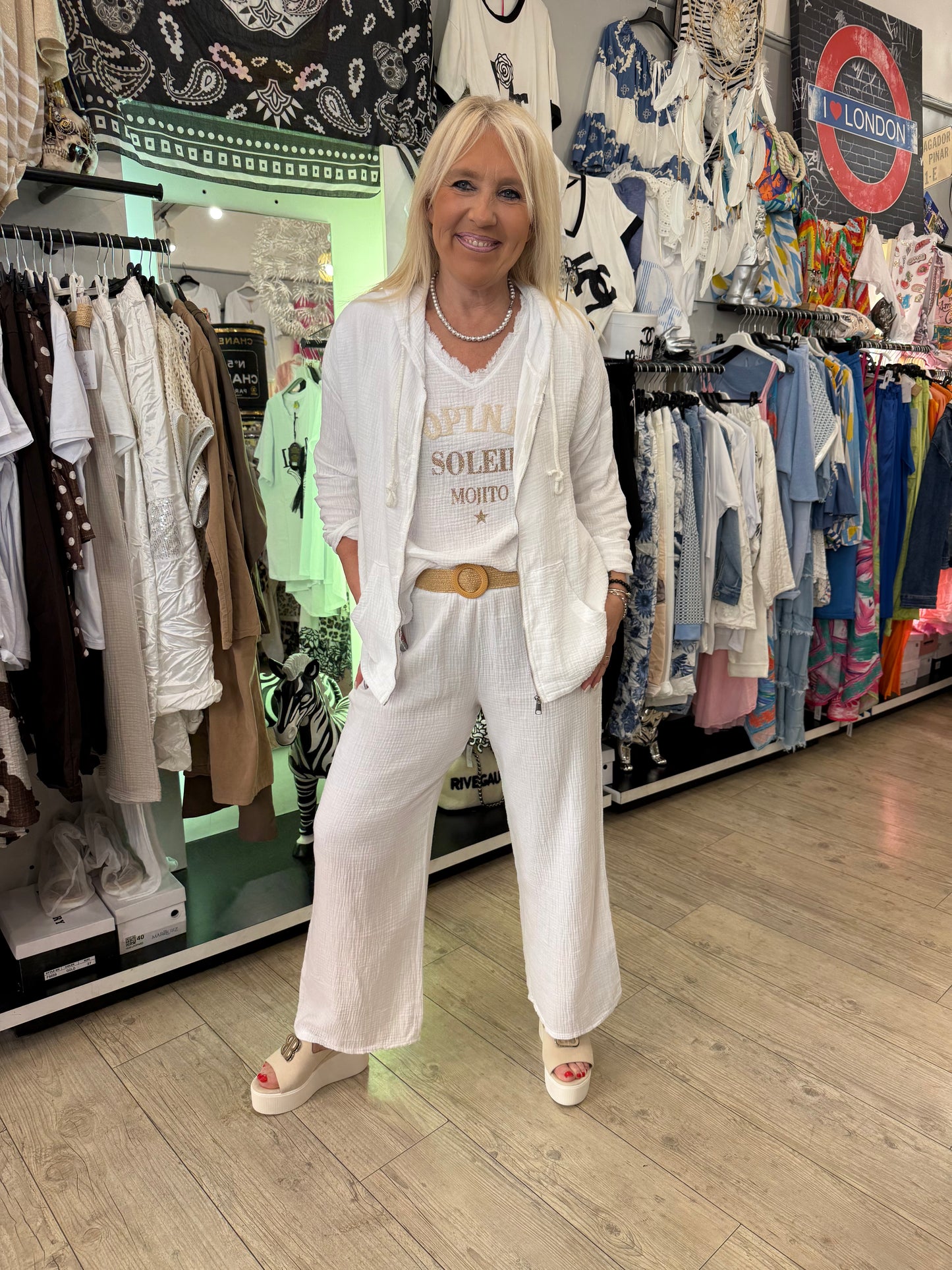 Veste blanche gaz de coton