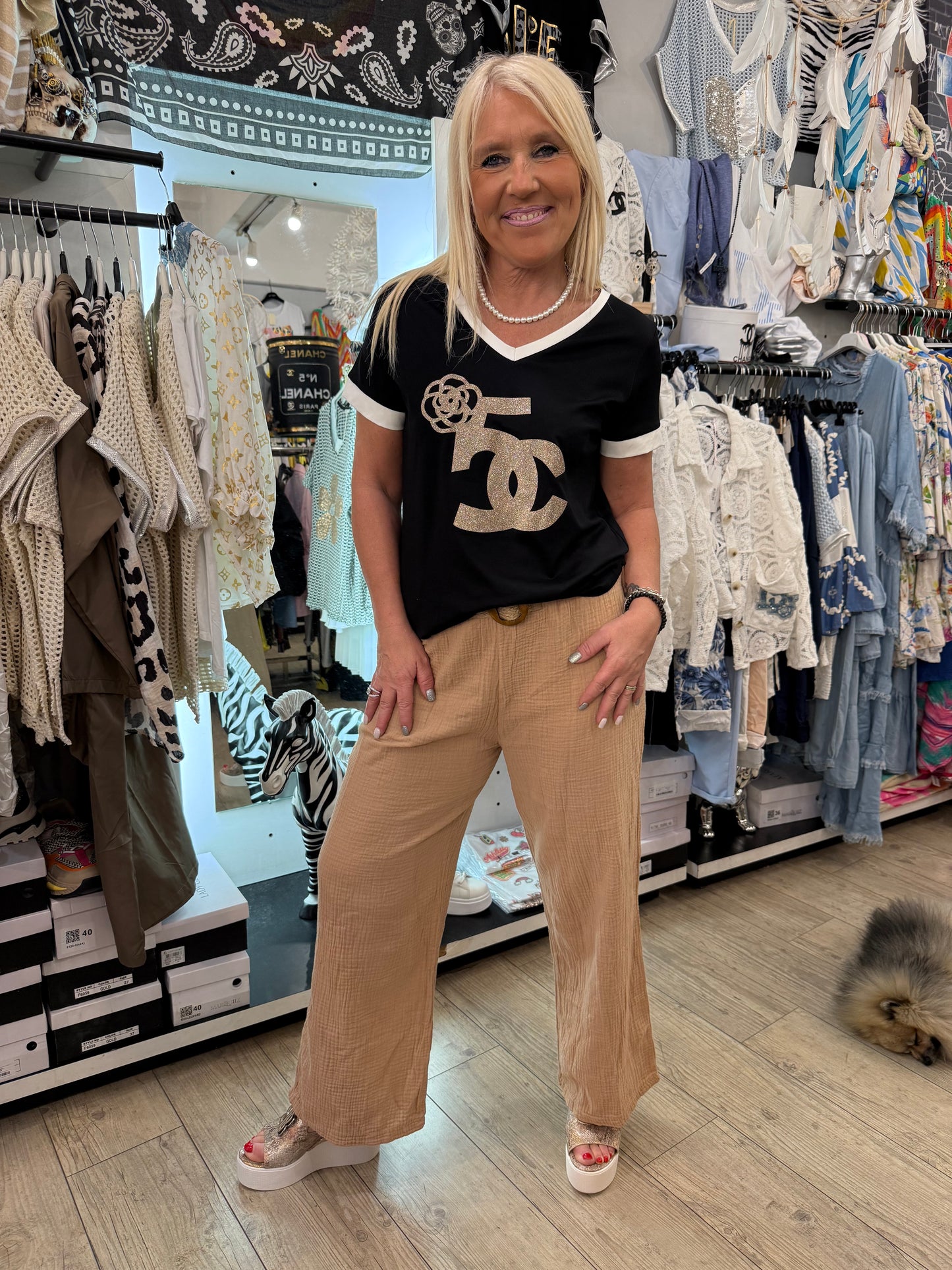 Pantalon gaz de coton camél