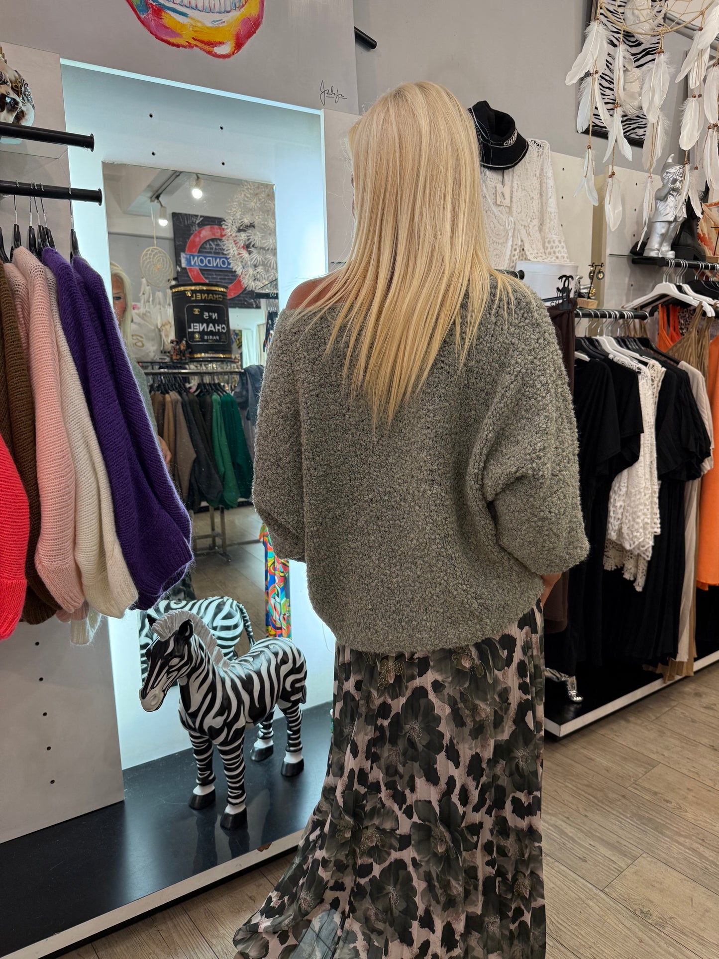 Pull bouclette kaki