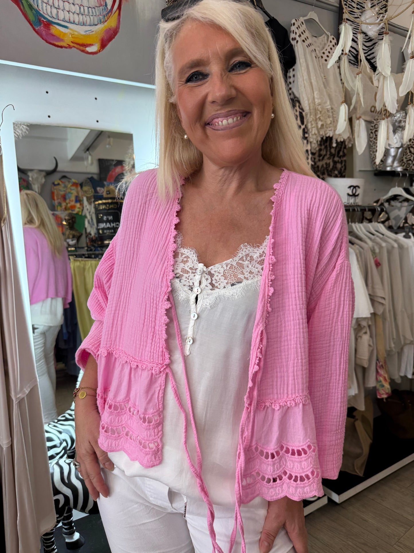 Chemise gaz de coton rose