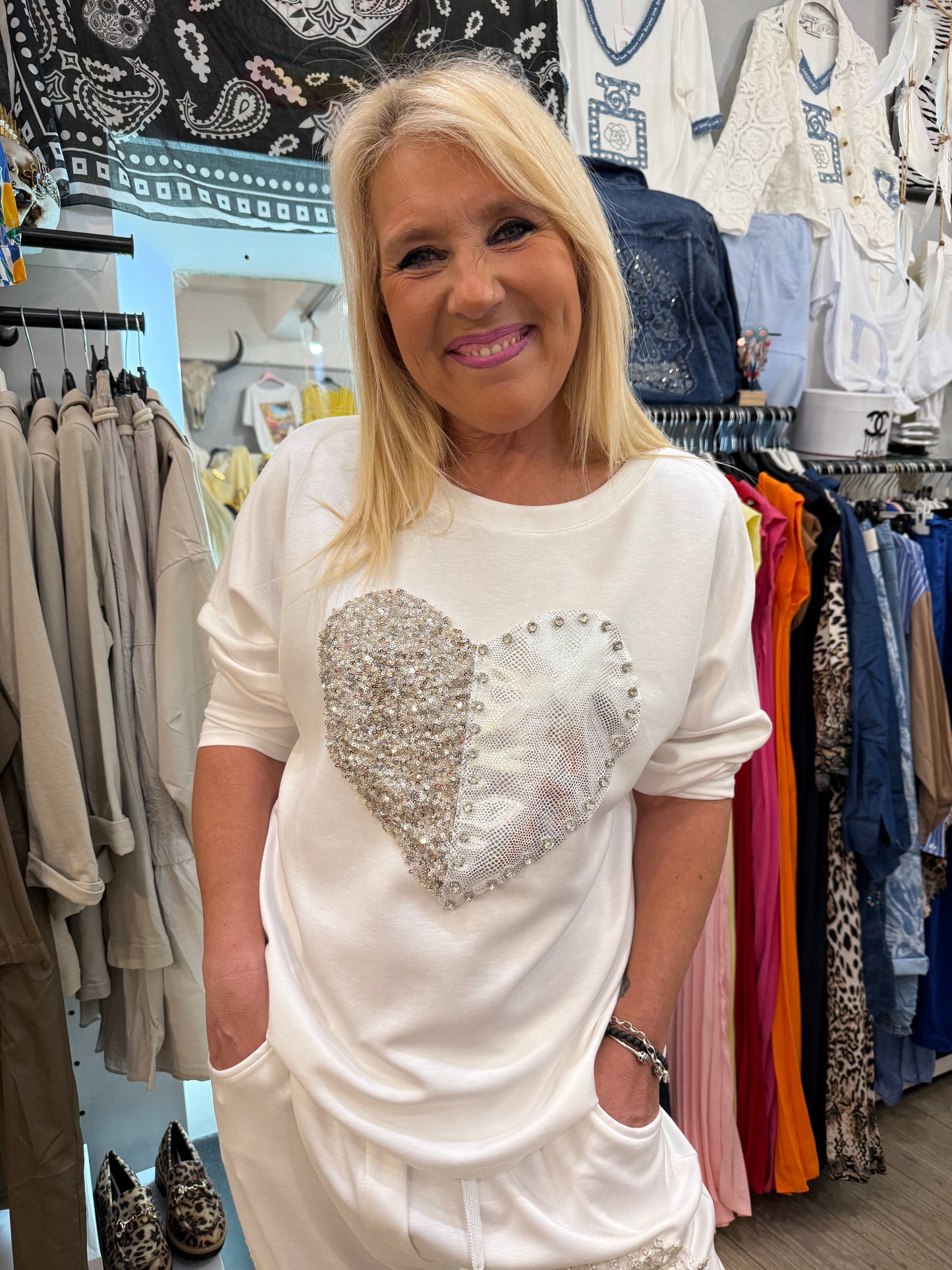 Pull cœur strass Léon
