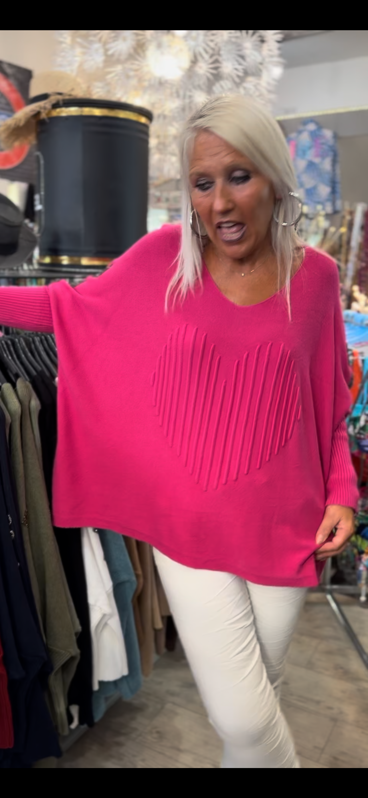 Pull cœur Fushia