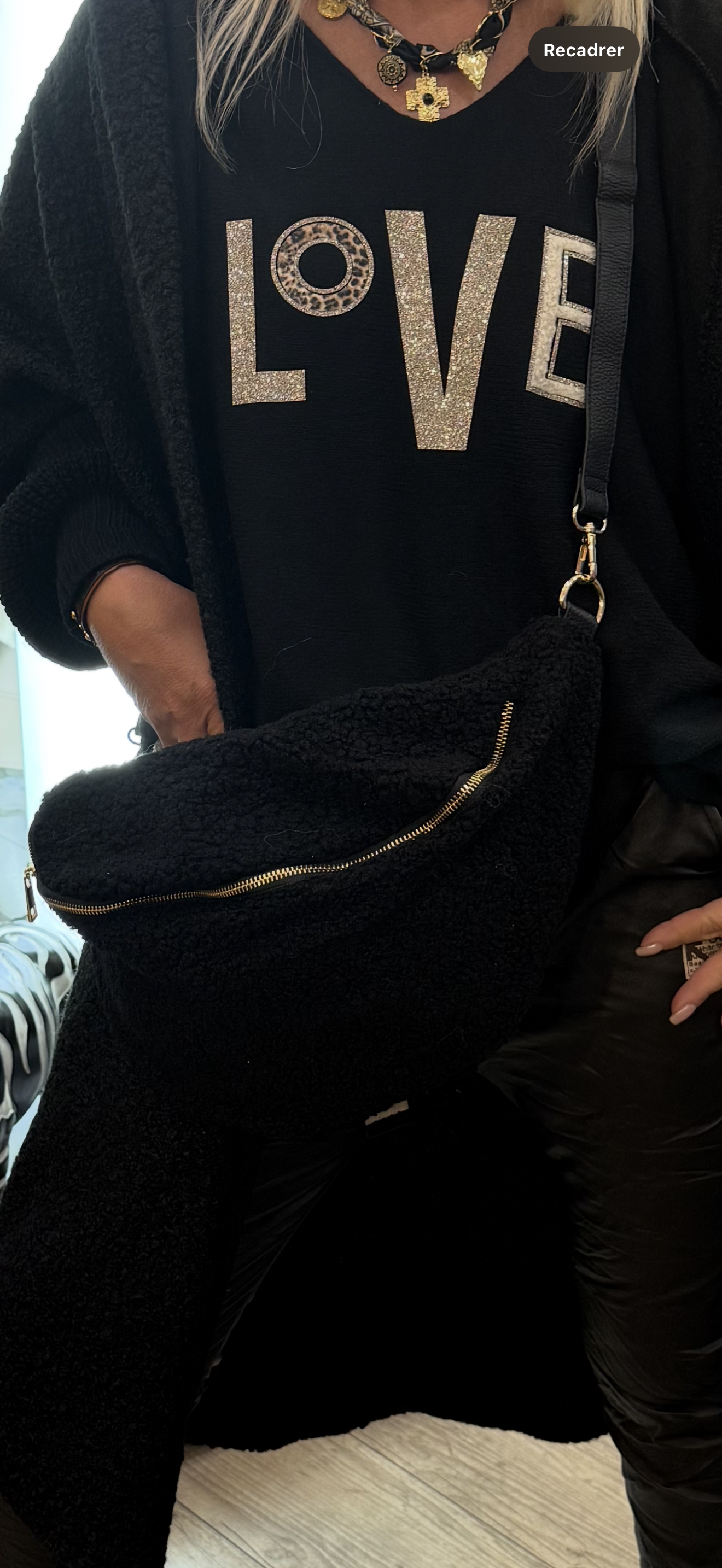 Sac banane moumoute noire