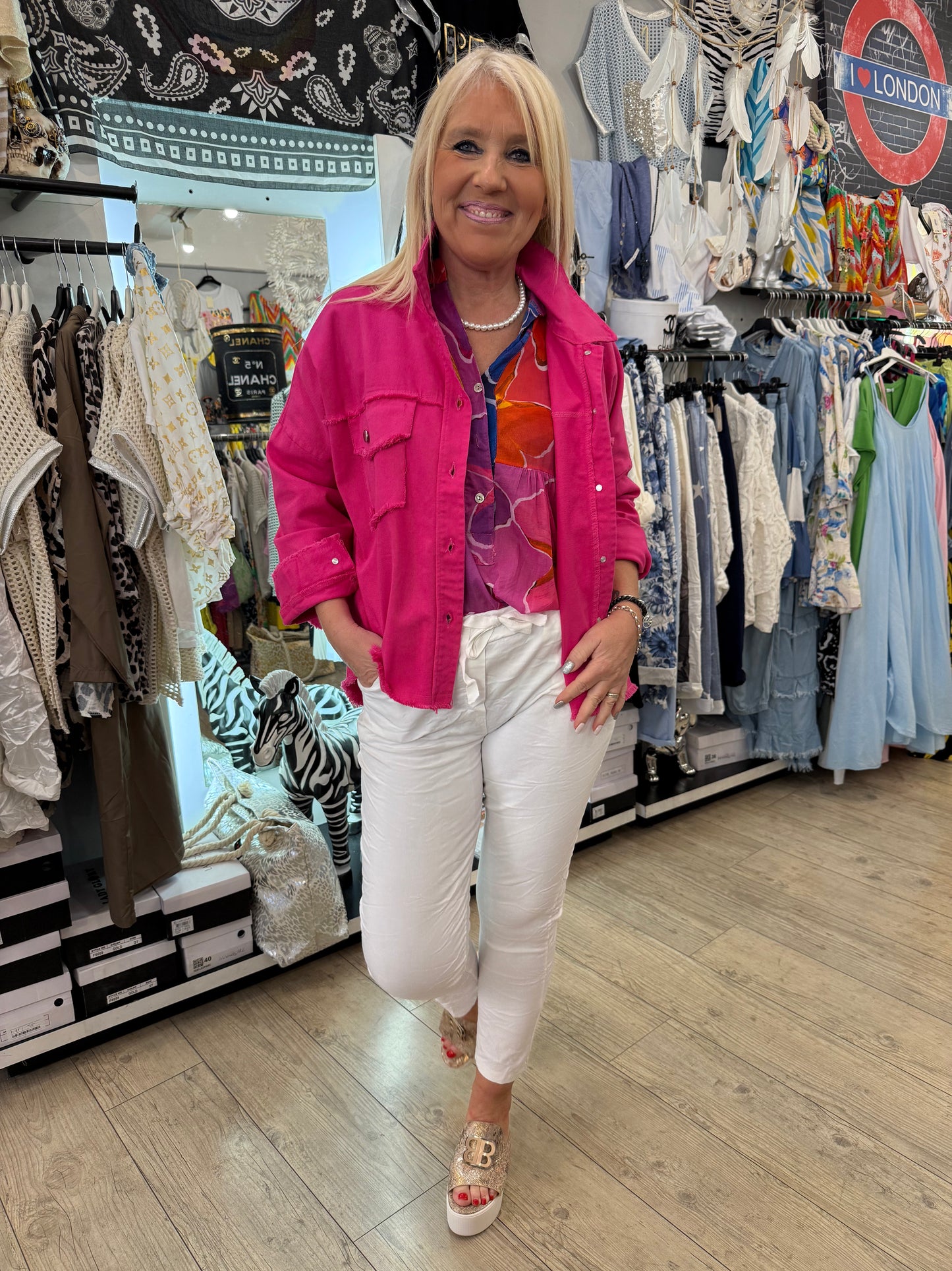 Veste jean Fushia