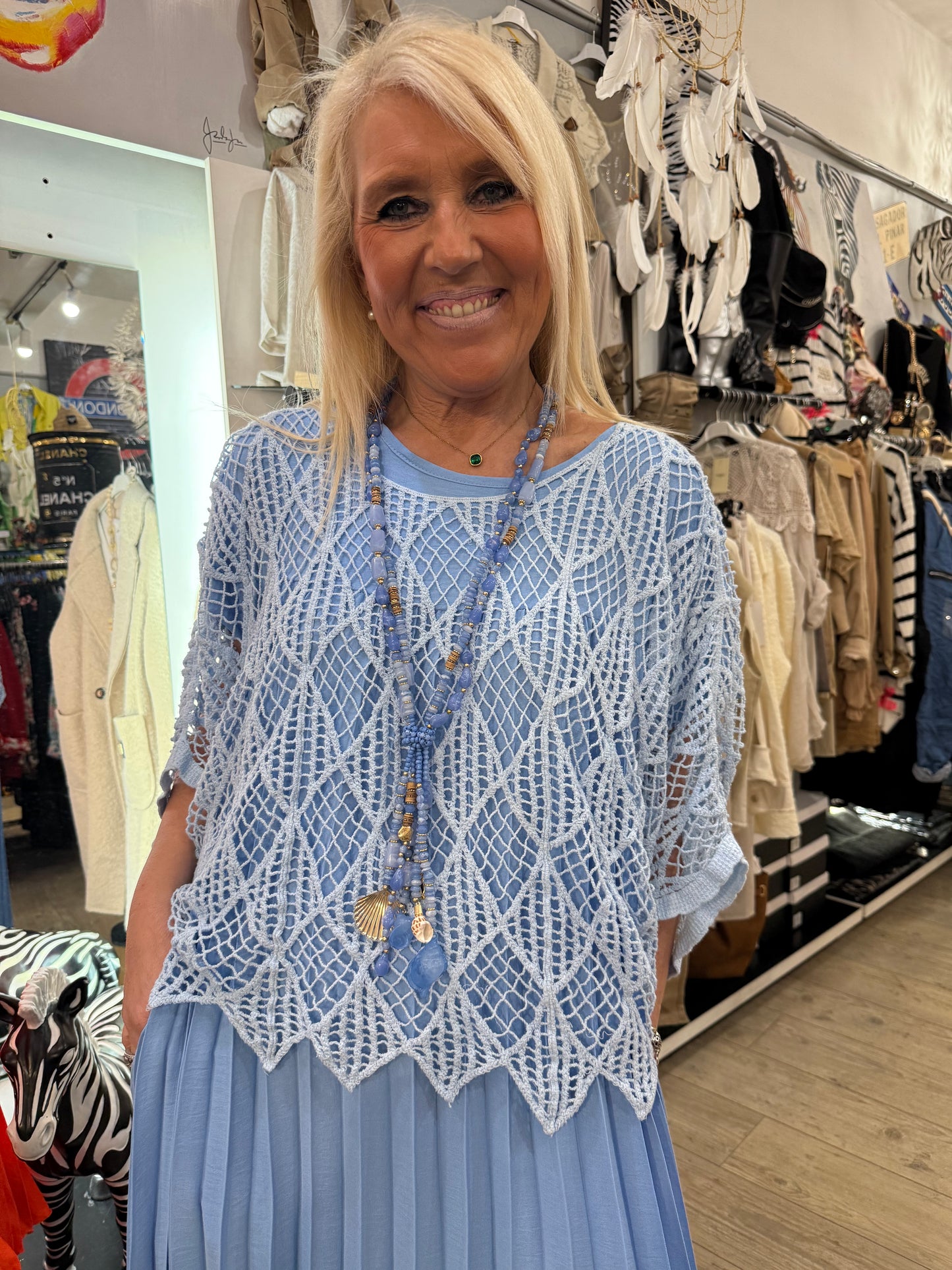 Pull macramé ciel