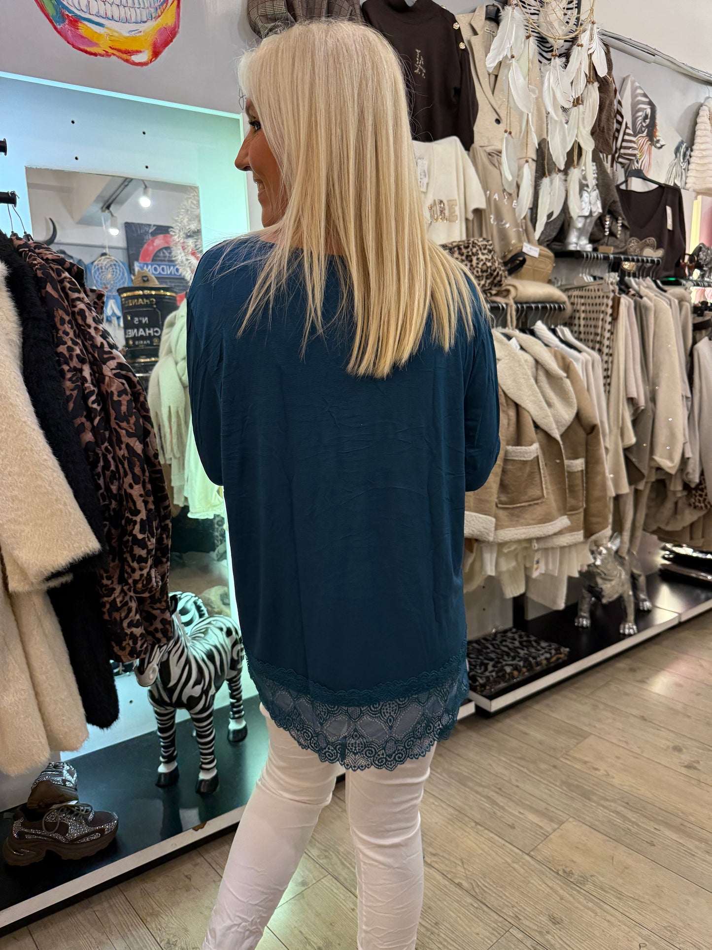 Top dentelle gde taille bleu