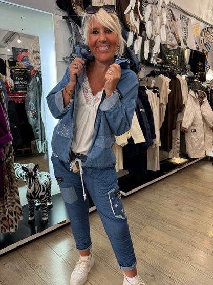 Veste jean capuche