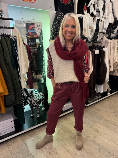 Écharpe franges bordeaux