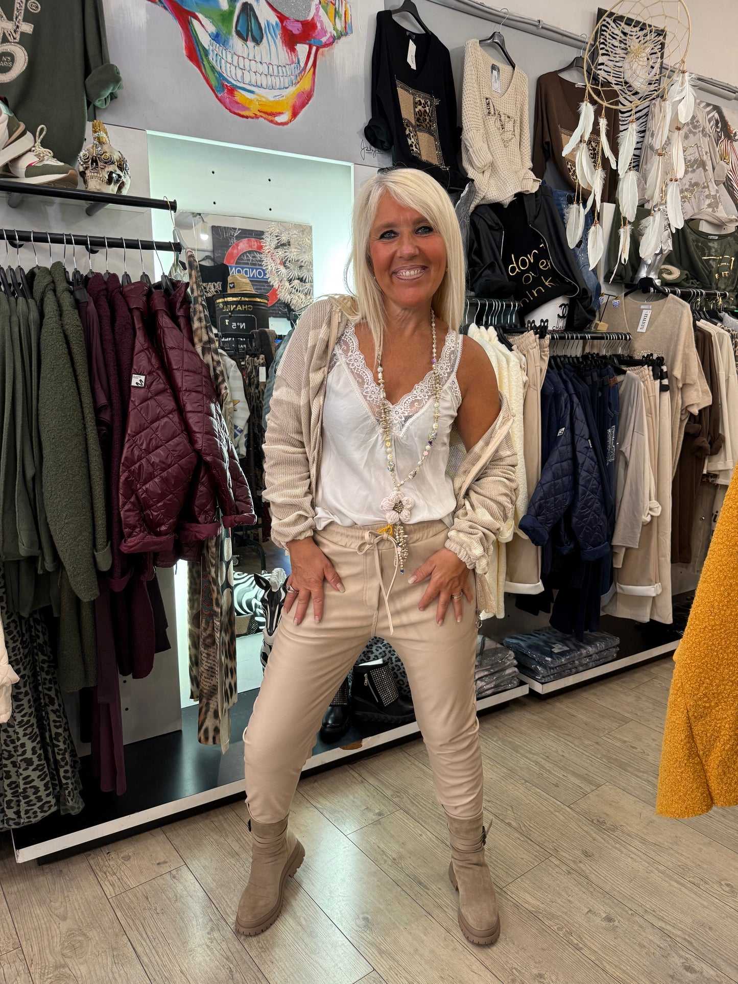 Gilet rayé beige