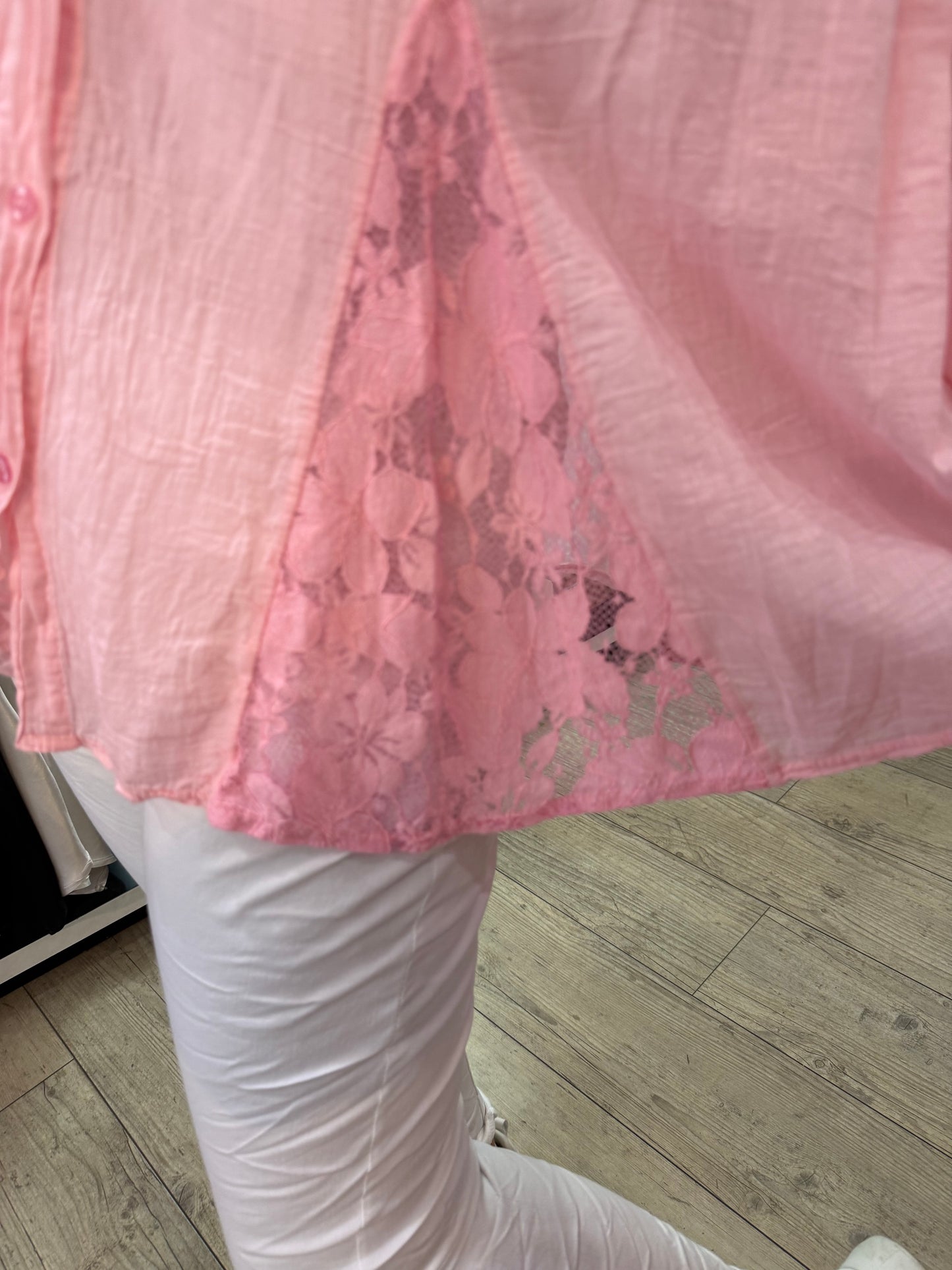 Chemise dentelle rose